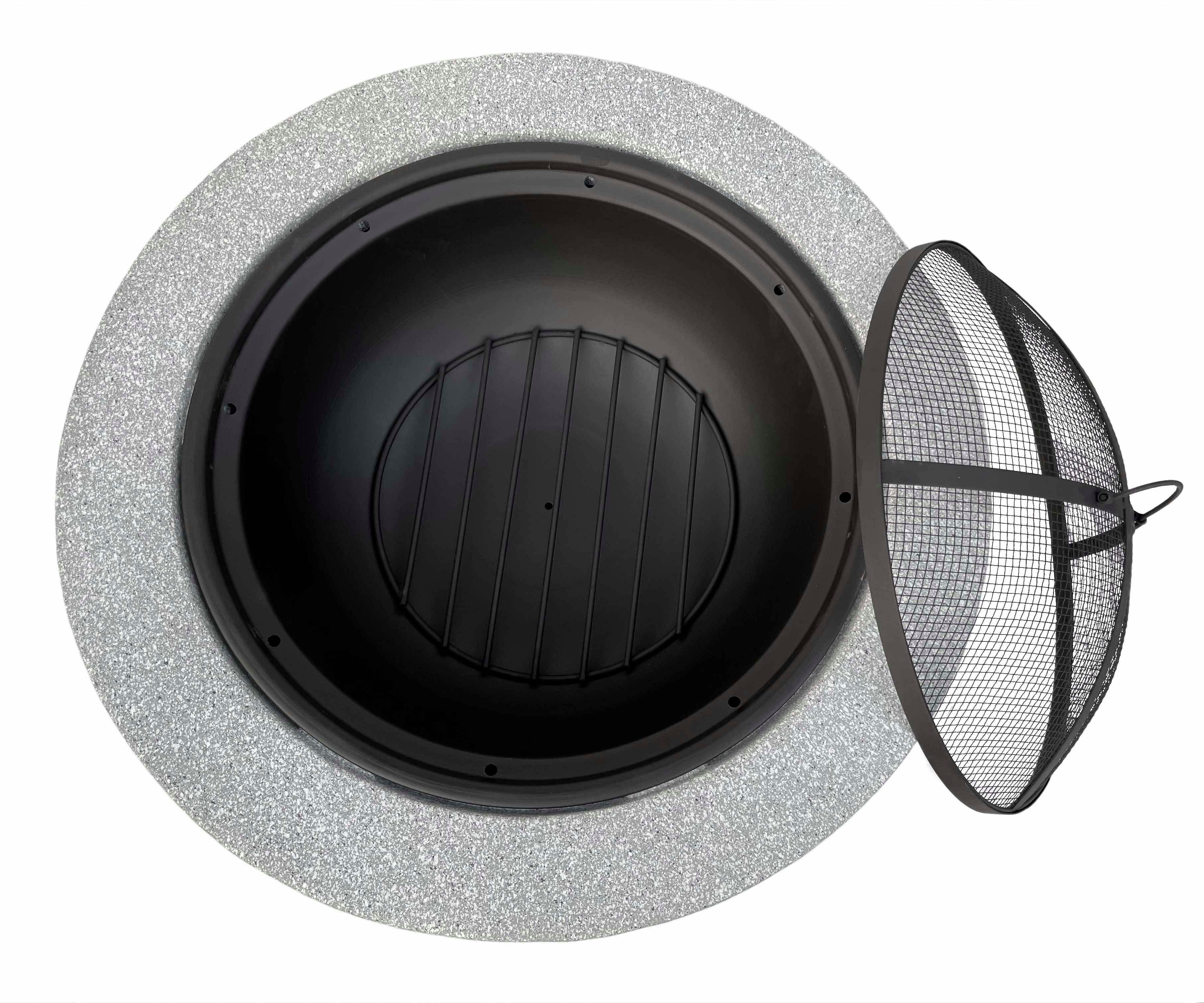 IC Gardenworld 2-in-1 Fire Bowl with Grill Function, Modern Fire Pit, incl. Grill Grate, Spark Screen, Can Be Used as a Grill or Fire Basket