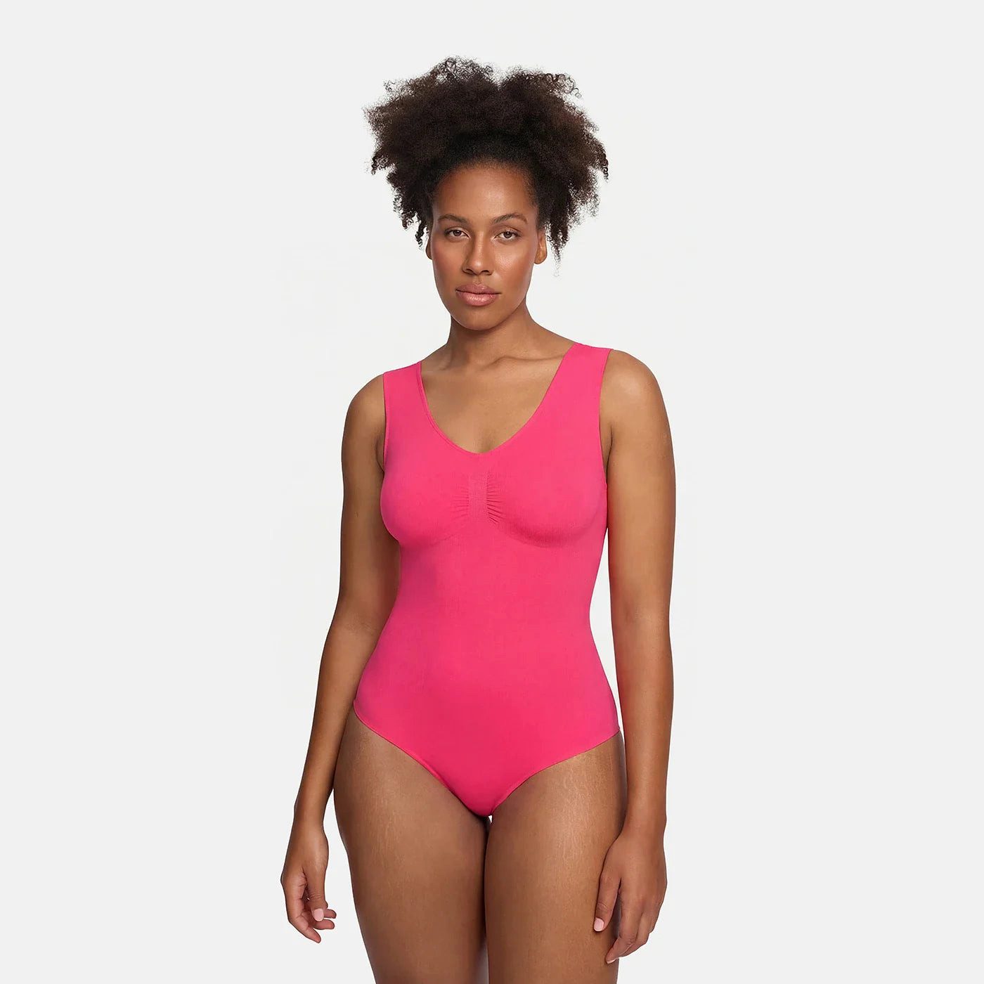 cfab (creamy fabrics) Miederbody Tank Bodysuit Sculpting Shapewear mit Slip-Neon Pink-XS (1-tlg) Figurformend