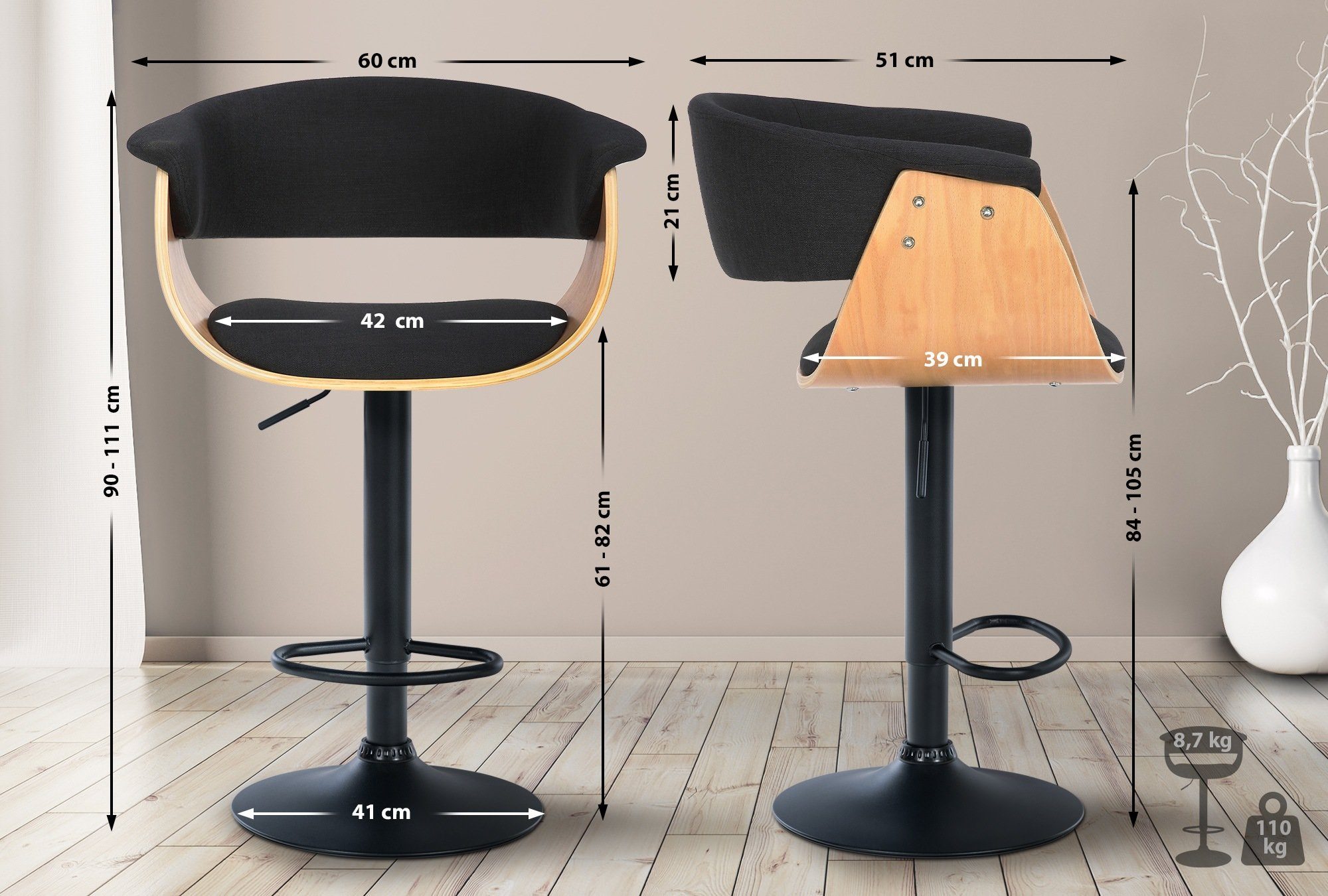CLP Barhocker Vestal (2er Set, 2 günstig online kaufen