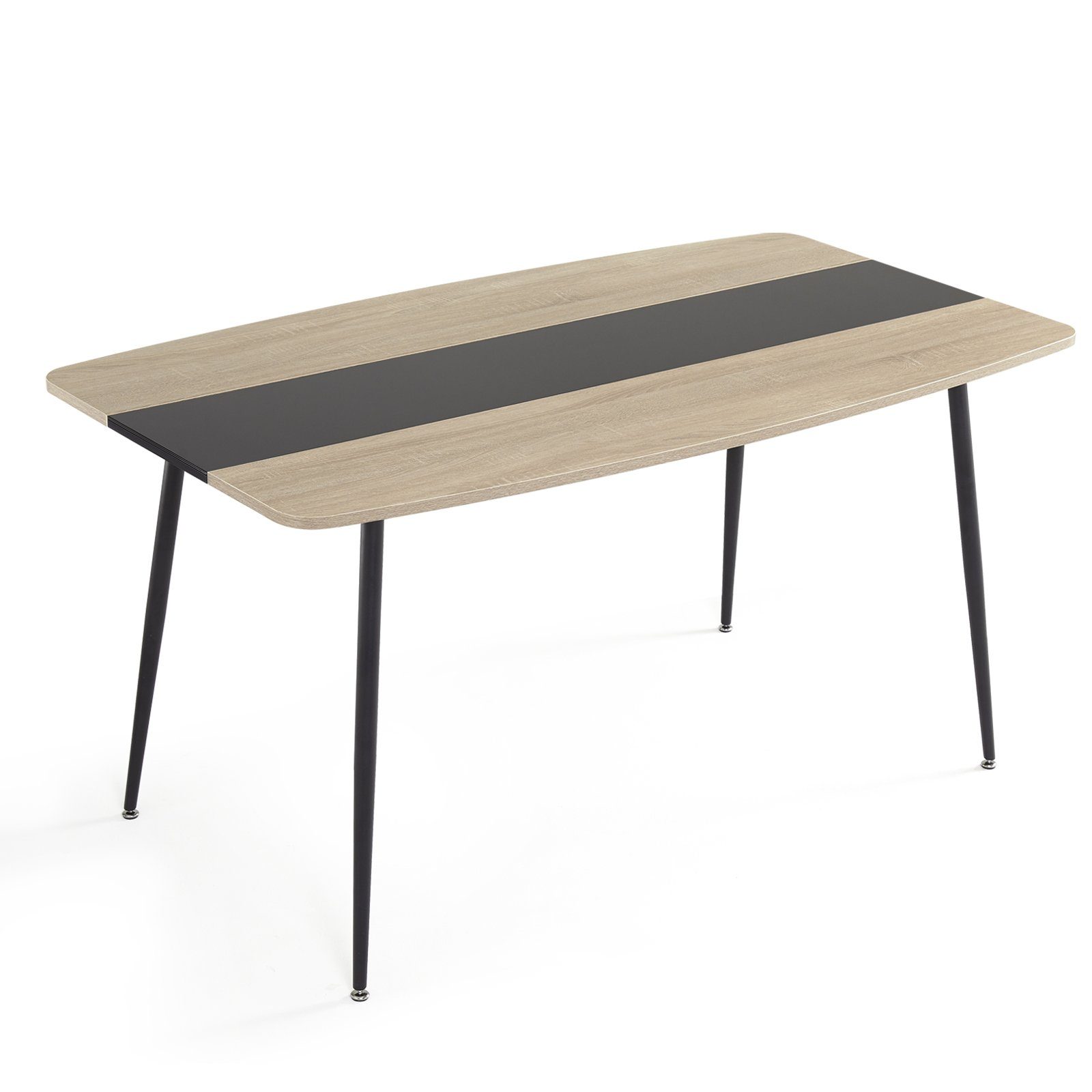 Mondeer Esstisch Esszimmertisch, Glastischplatte Verstellbare Metallbeine, 150 x 85 x 76.5 cm, Eiche