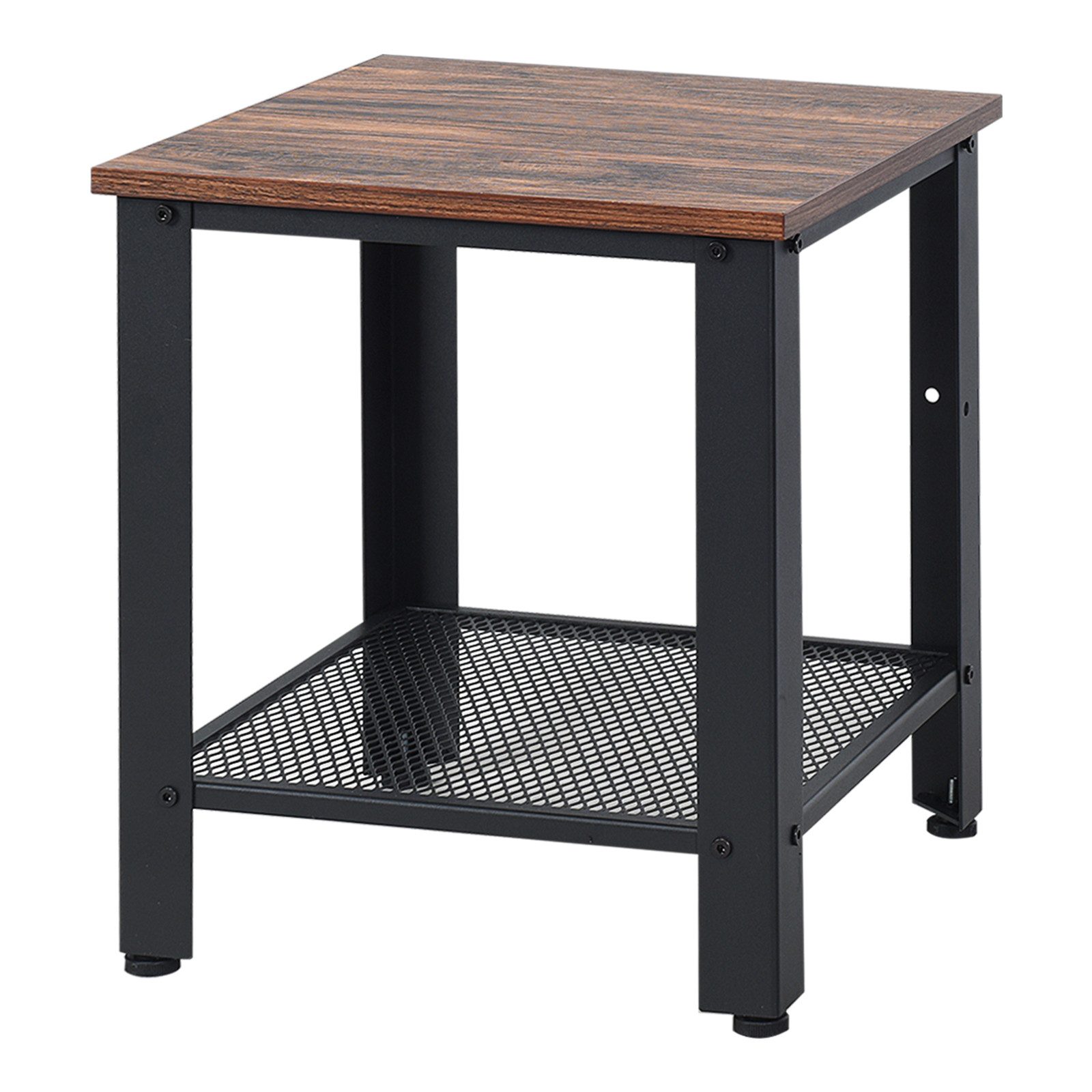 COSTWAY Nachttisch Beistelltisch, mit Gitterablage, 40 x 40 x 45,5 cm