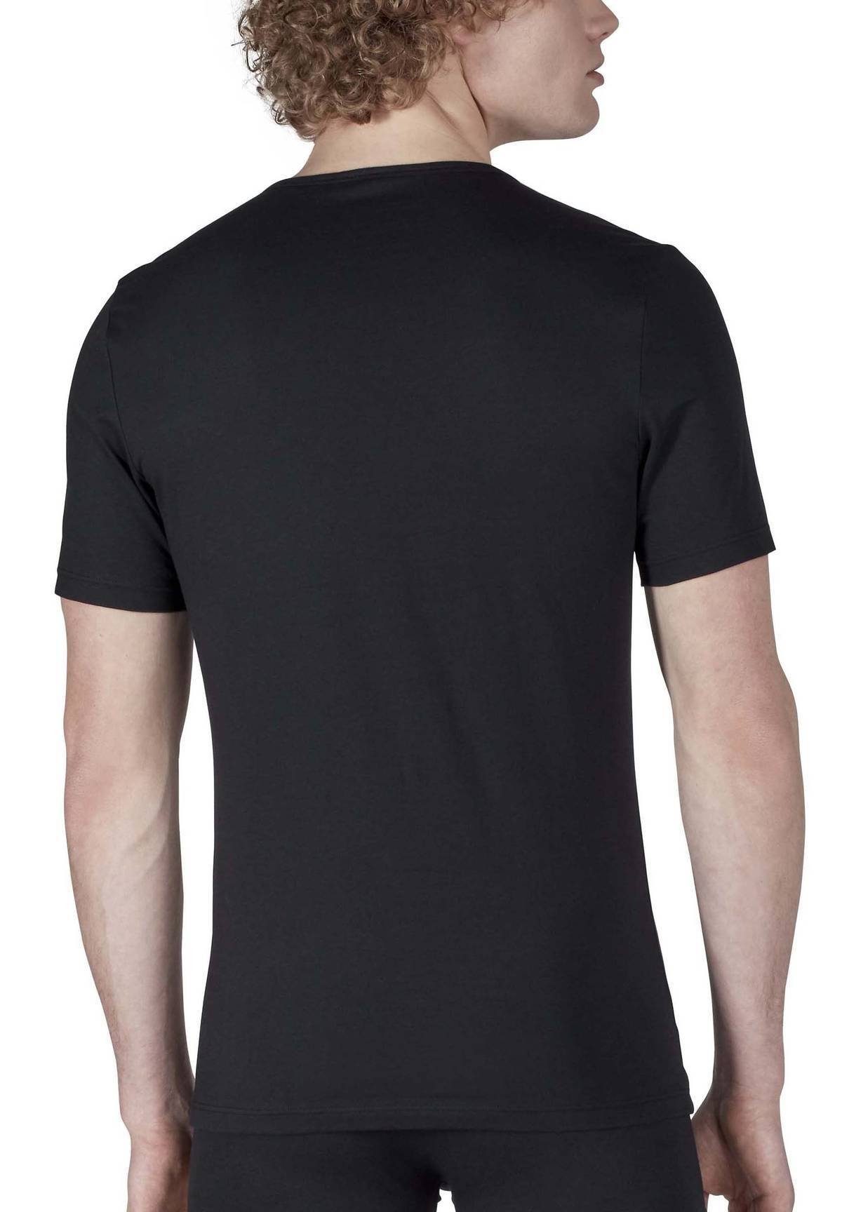Unterhemd - Schwarz T-Shirt, Herren Halbarm 2er Unterhemd, Pack Skiny