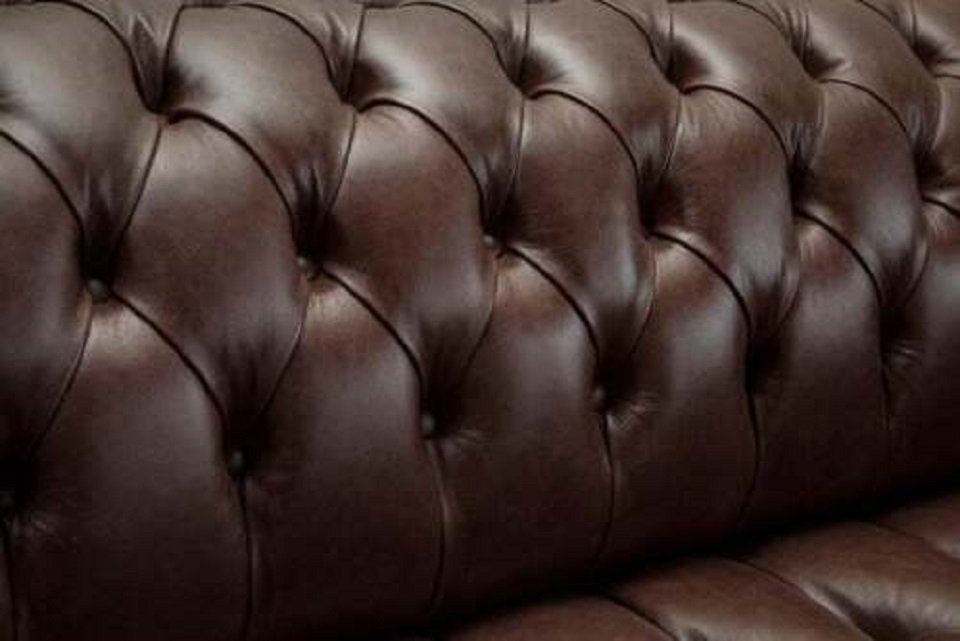 100% Sofa Chesterfield Polster 3-Sitzer Sofort Design Klassische Sofas Leder JVmoebel