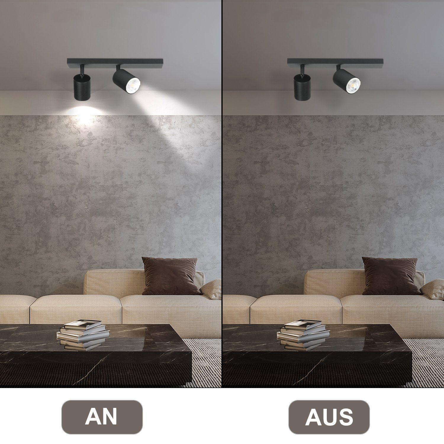 wechselbar Deckenstrahler Wohnzimmer, schwenkbare 330° Nettlife Schwarz LED GU10 für