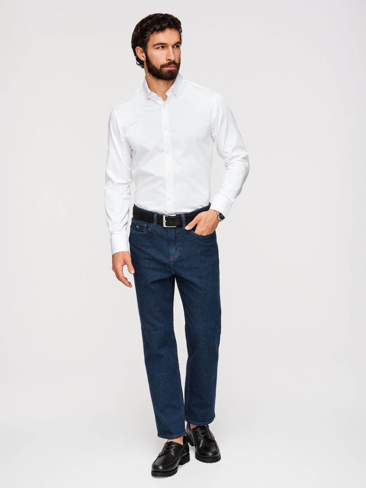 OMBRE Businesshemd Herren Slim-Fit Businesshemd mit Kentkragen Weiß XL (kein Set, 1-tlg) Slim Fit