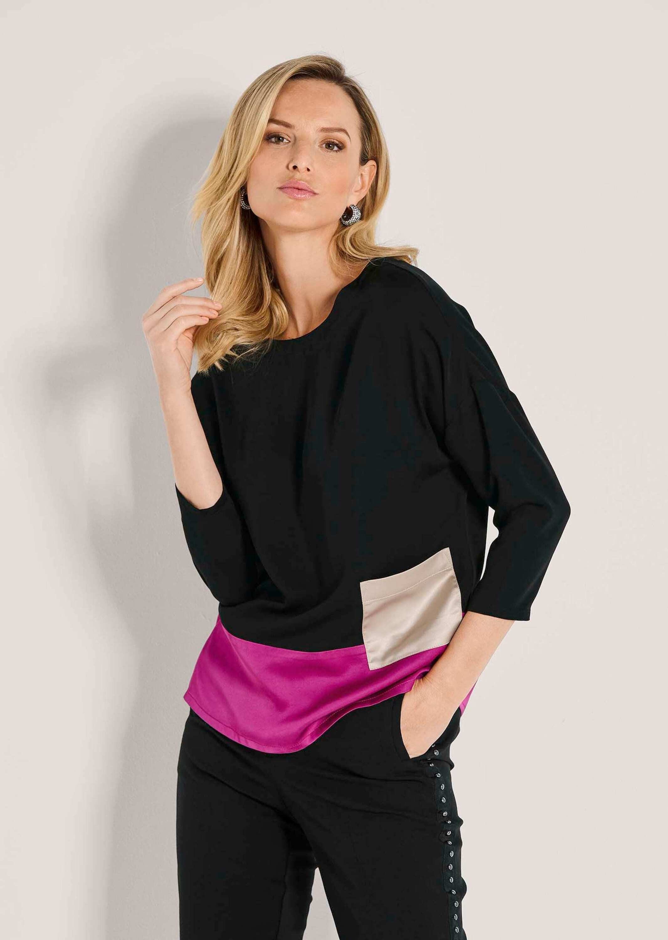 MADELEINE Langarmbluse Moderne Bluse mit Farbspiel Raffinierte Kontraste, R günstig online kaufen