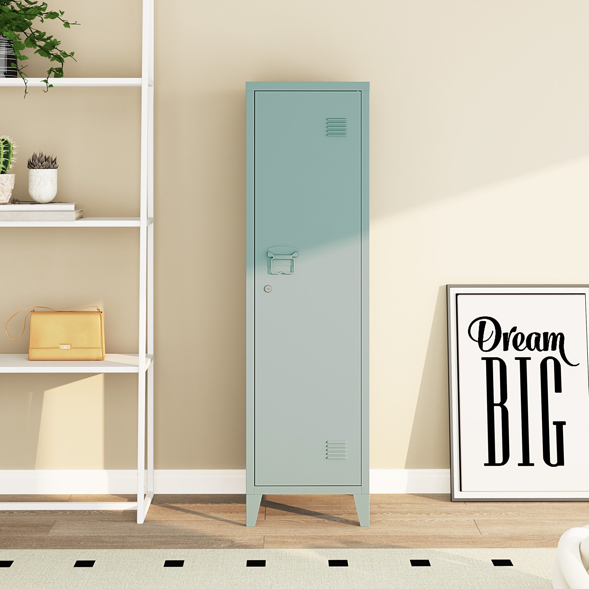 en.casa Spind »Kurikka« Einzelspind 137x38x38cm abschließbar Stahl Graublau