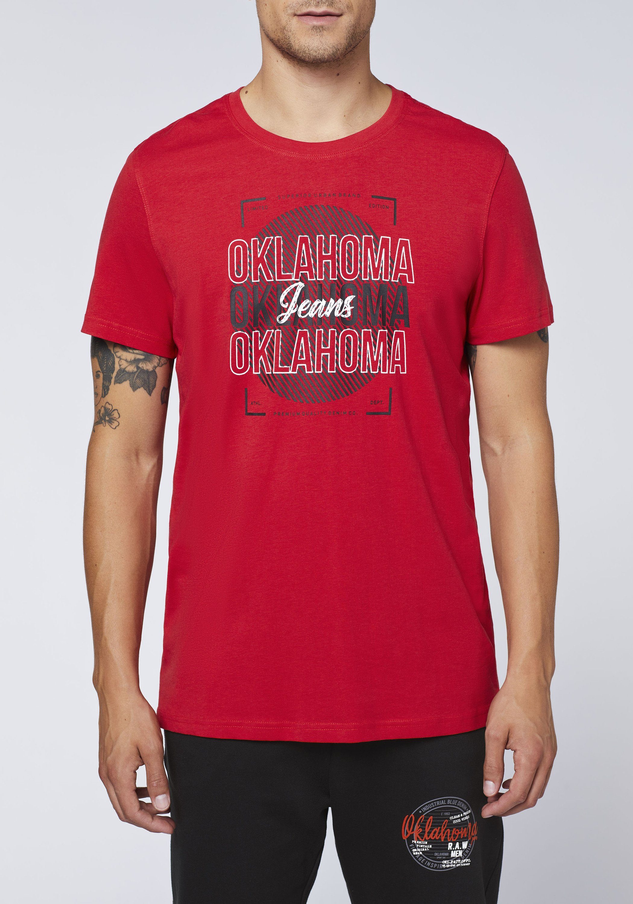Pepper im Print-Shirt Jeans Label-Look 19-1557 neuen Oklahoma Chili
