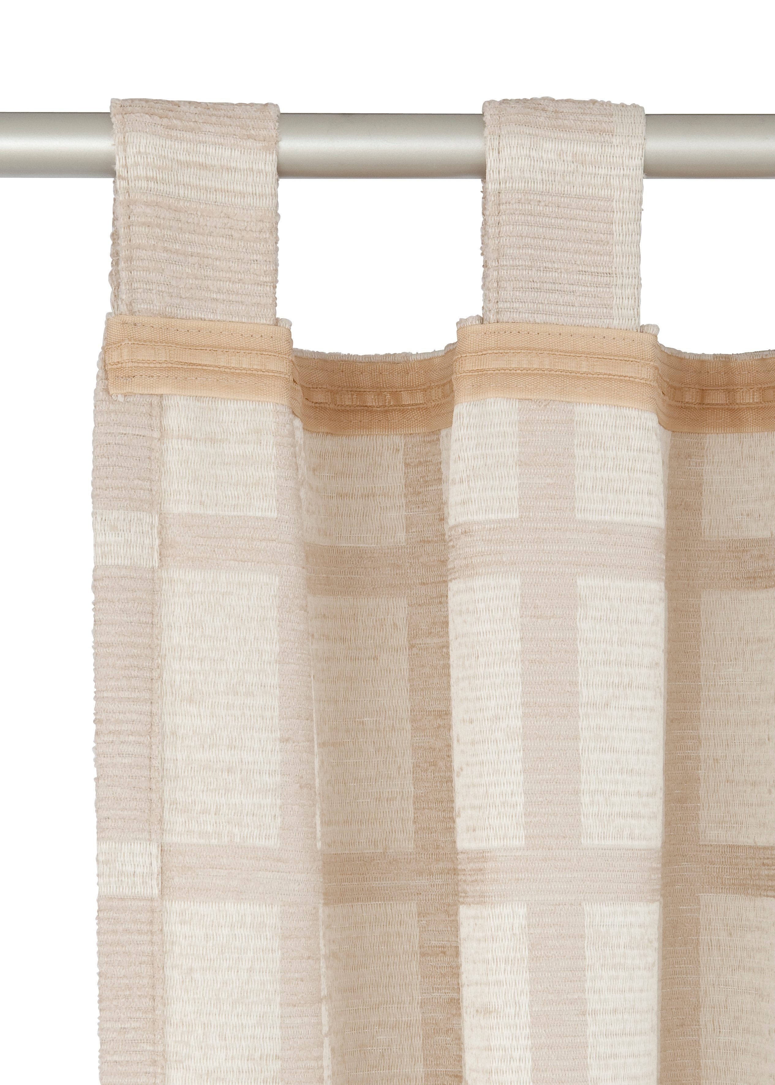 St), Wirth, Chenille Vorhang (1 beige Schlaufen blickdicht, Toco-Karo,