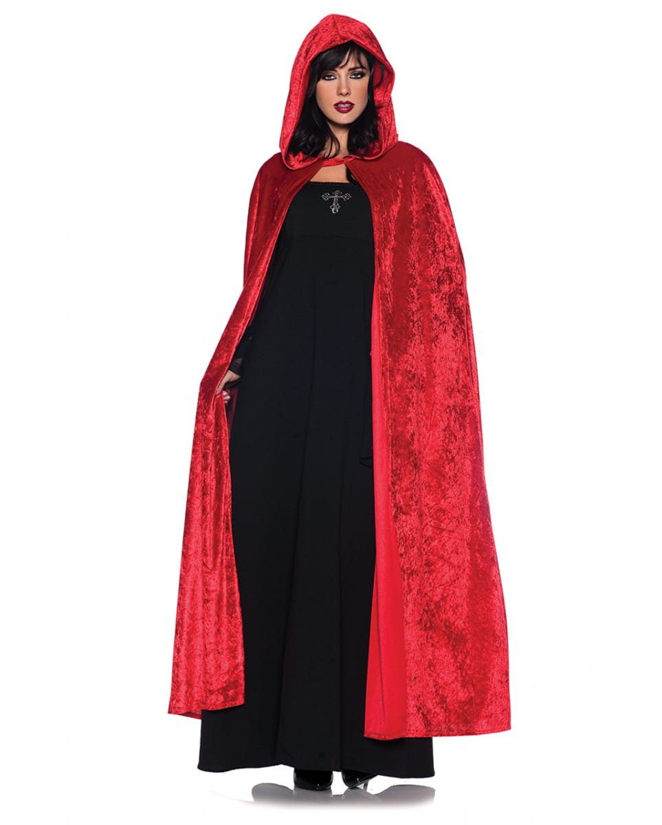 Horror-Shop Vampir-Kostüm Roter Samt Umhang