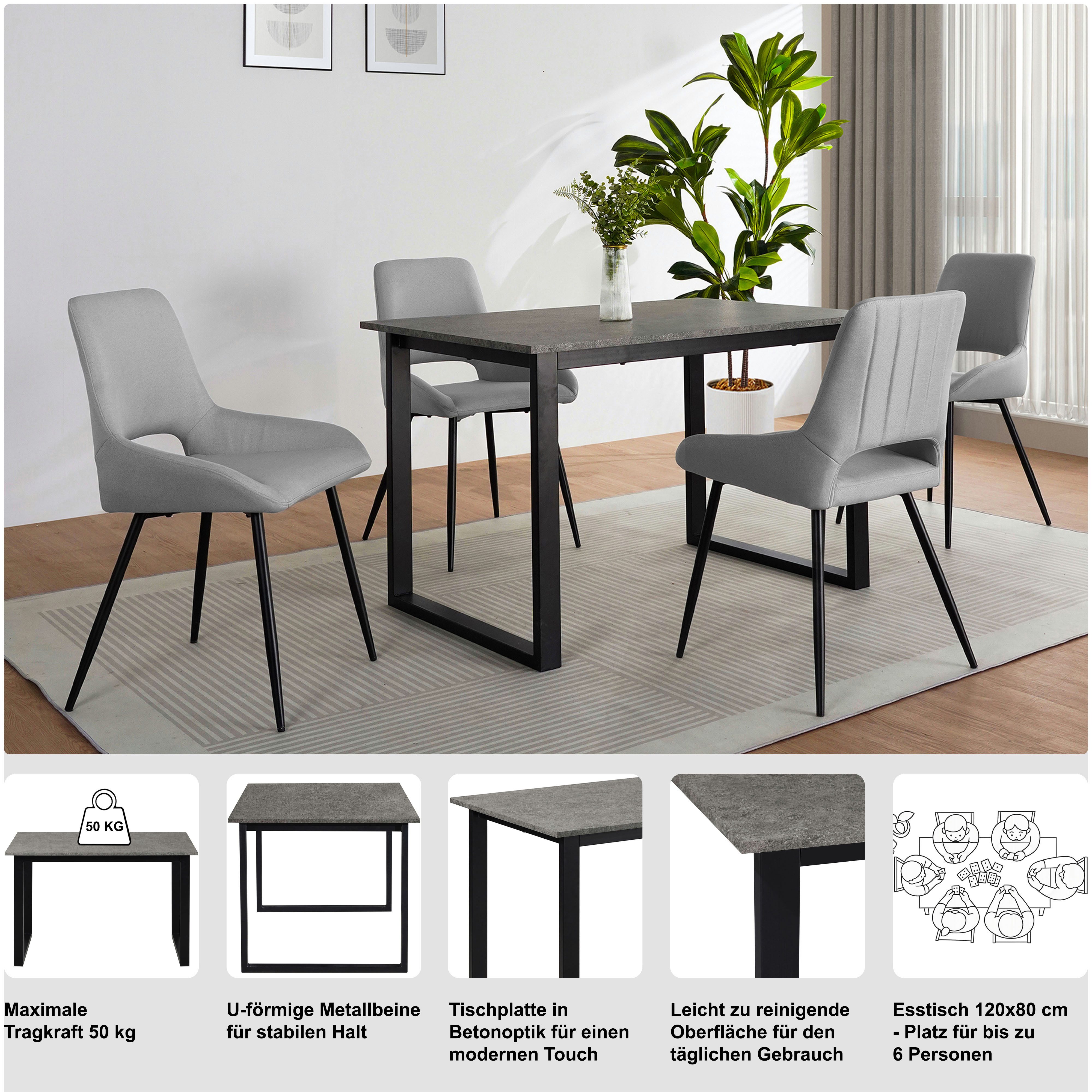 OTTO home Esstisch Barcell, schwarzes Metallgestell, Plattenvarianten wählbar, sowie Größen