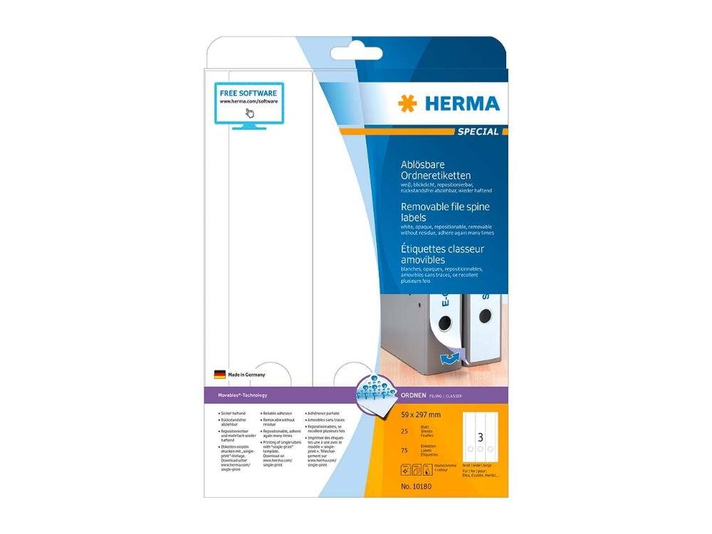 HERMA Aktenordner 75 HERMA Ordnerrückenschilder 59 x 297 mm