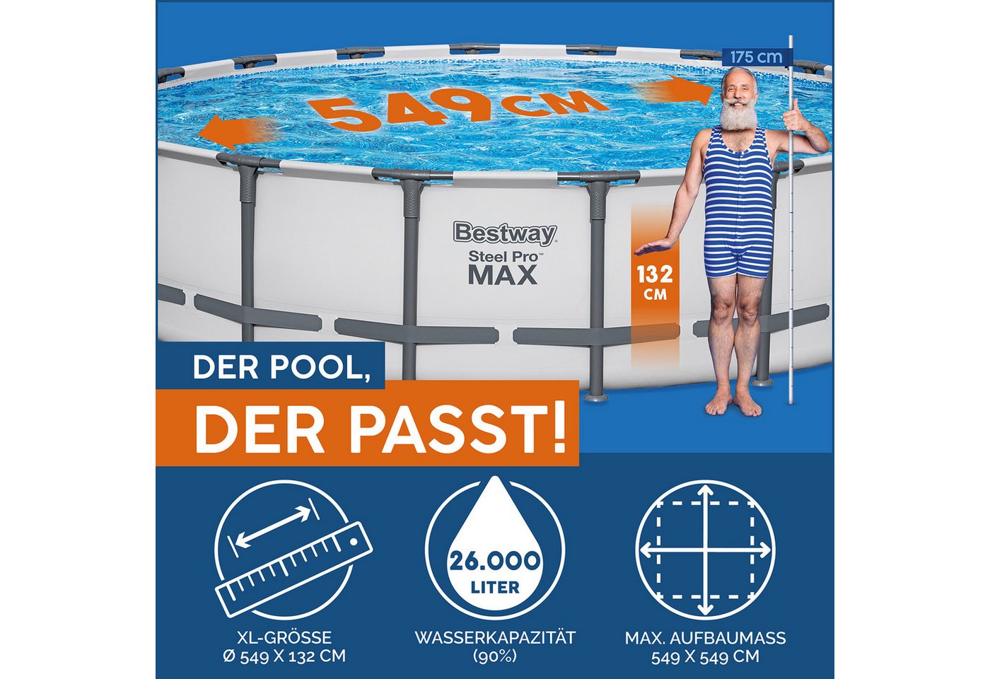 Thumbnail - Bestway Filterpumpen Uni2Raw-Artikel--1 Name folgt... (Set, Inkl. Filterpumpe), Ø 549 x 132 cm, rund