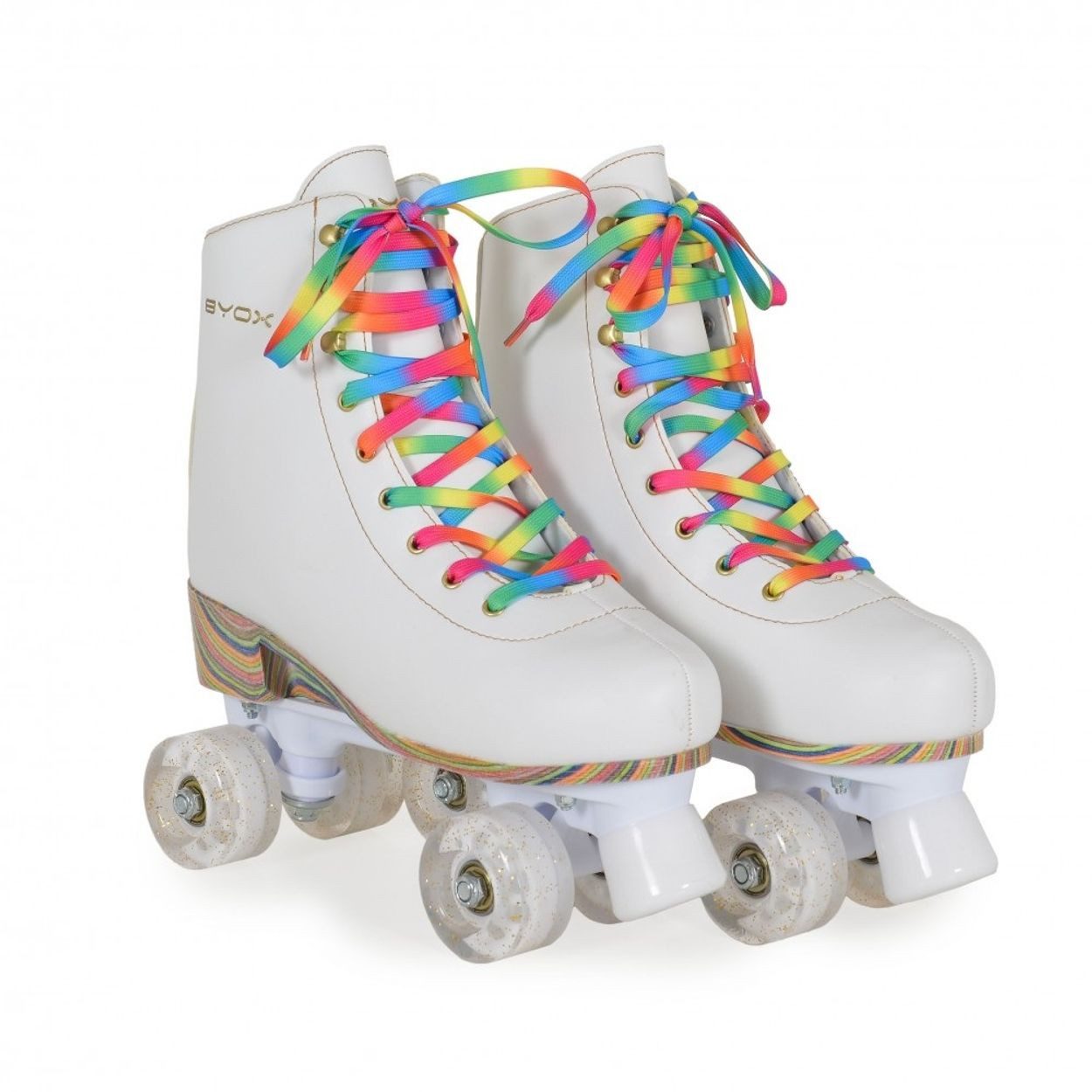 Byox Rollschuhe Rollschuhe Donna weiß, PU-Rollen mit Glitzer, ABEC-5 Lager, versch. Größen