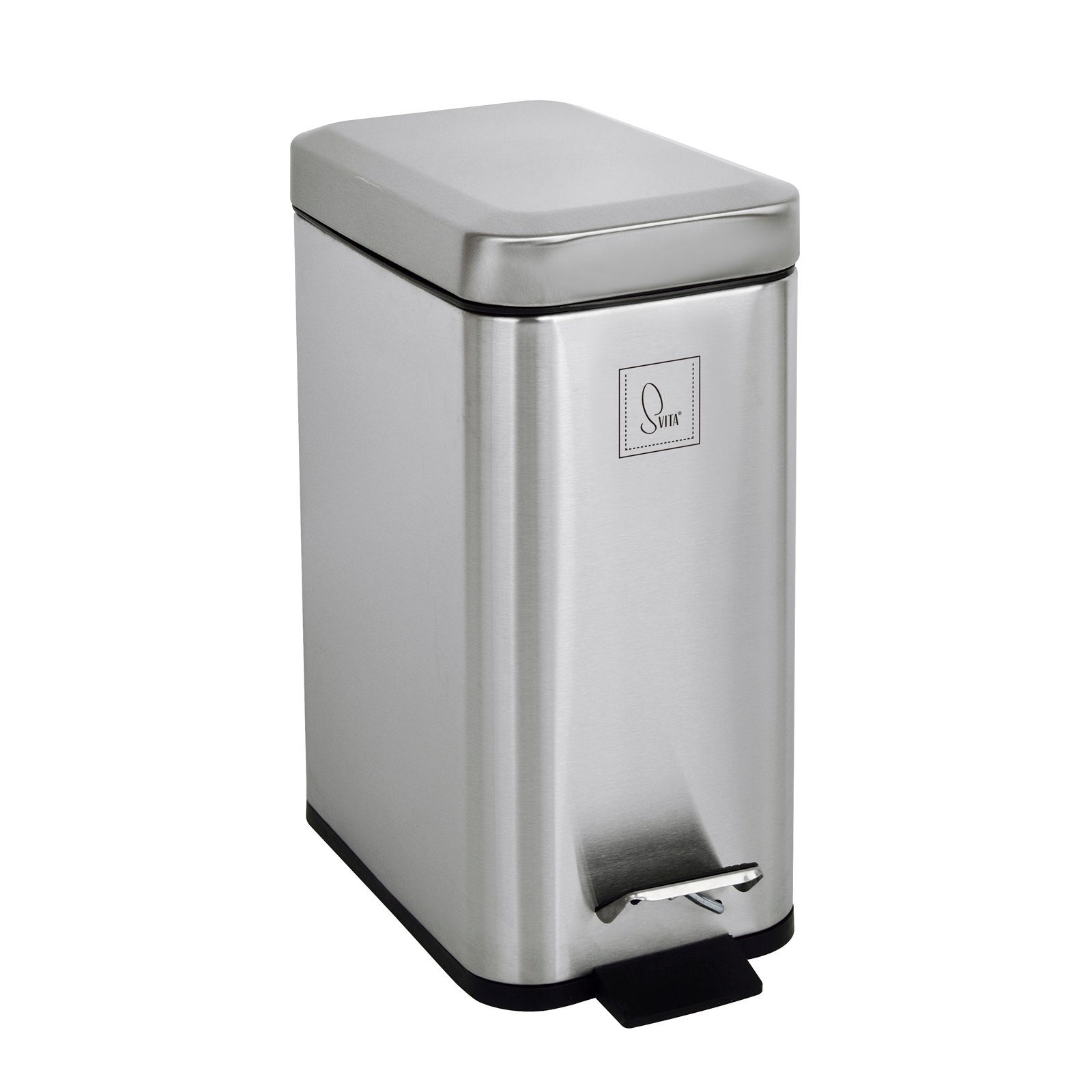 SVITA Mülleimer STM5, Treteimer, Kosmetikeimer, Softclose-Funktion, 5L, Edelstahl, Silber