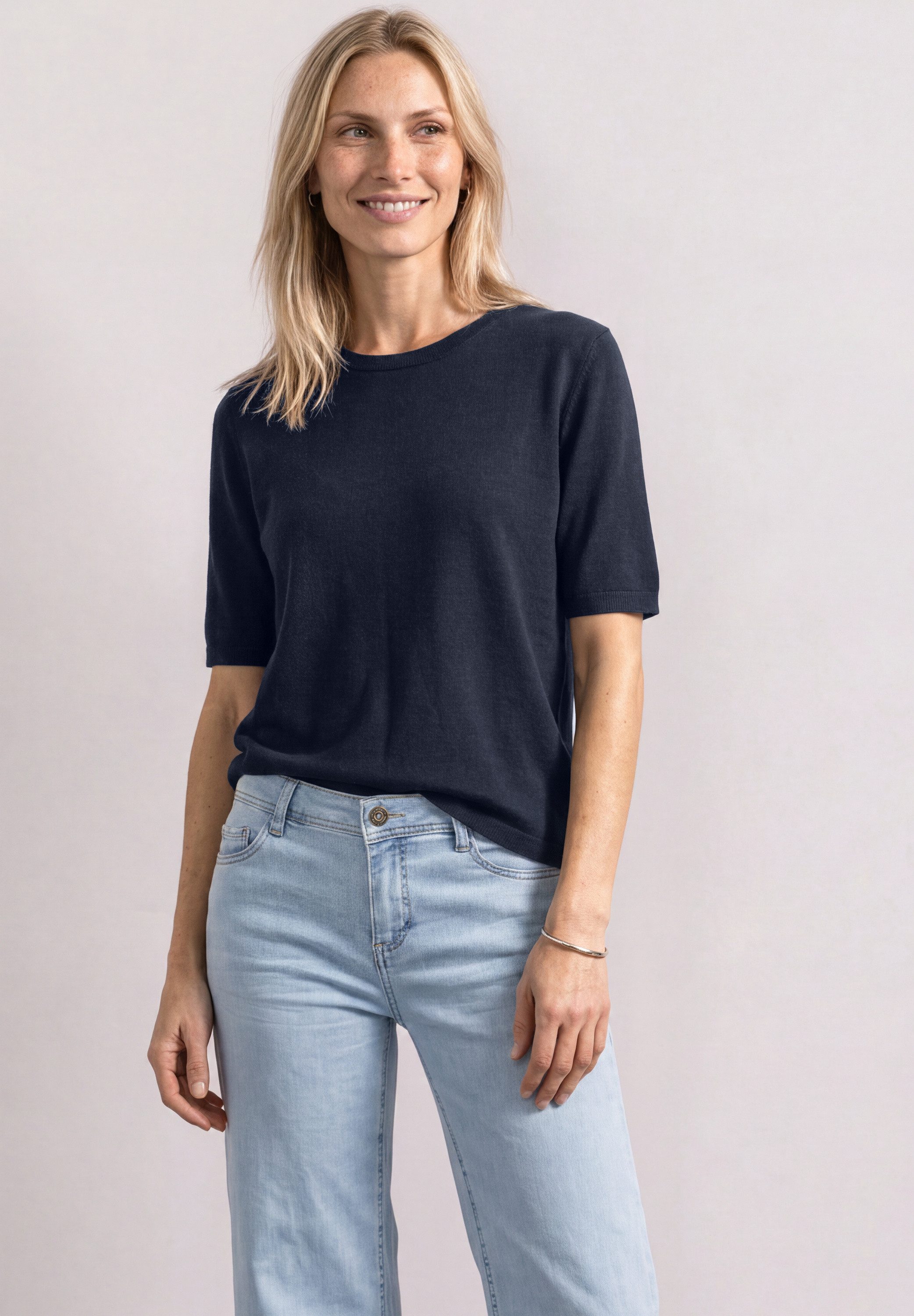 STREET ONE Kurzarmpullover softe Viskose