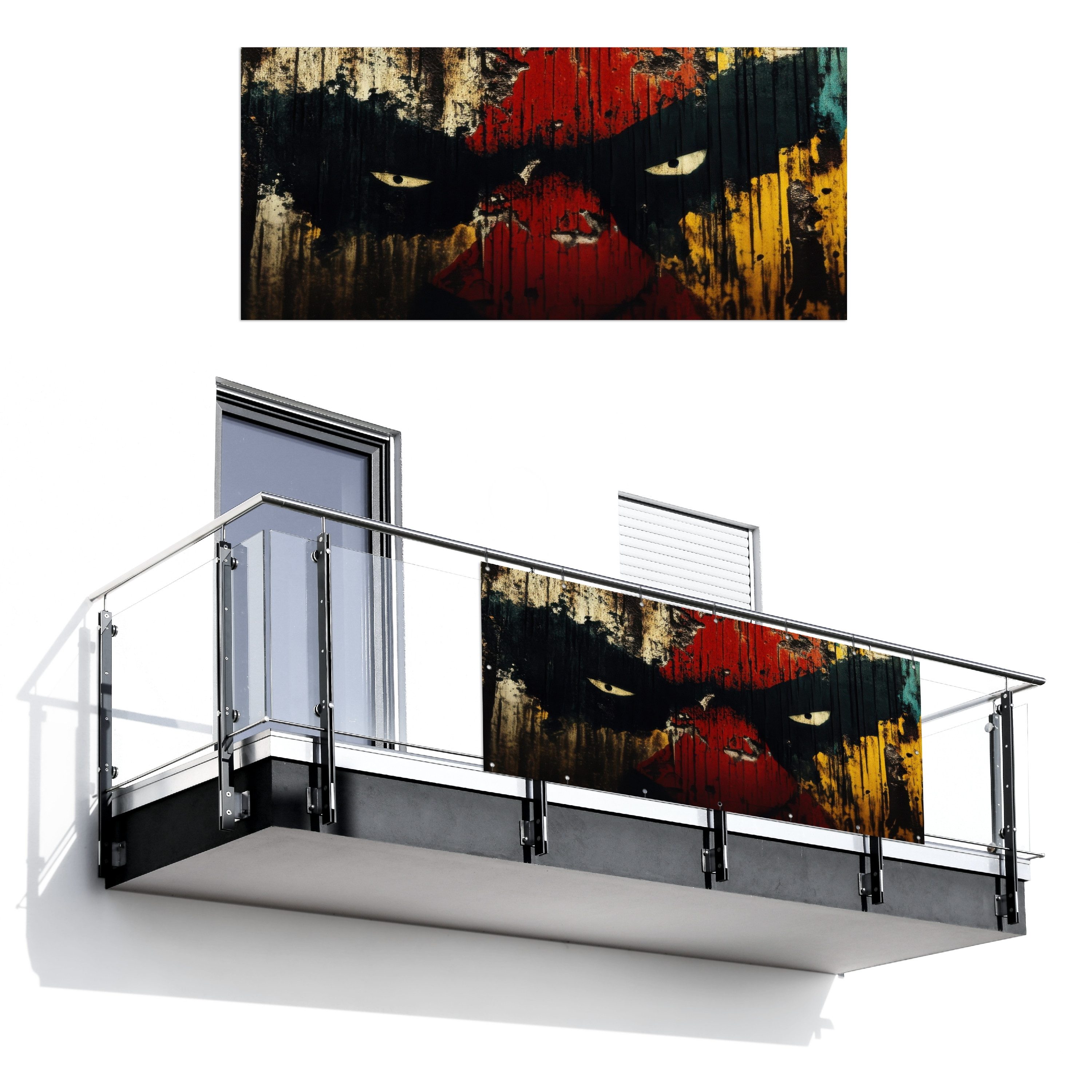 MuchoWow Balkonsichtschutz Graffiti - Augen - Abstrakt (1-St) Balkon Sichtschutz 90x200, Windschutz für Zaun PVC, 200x90 cm