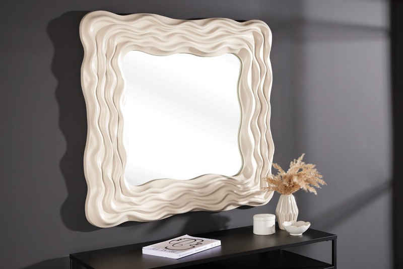 riess-ambiente Настінне дзеркало WAVE 90cm greige (Einzelartikel, 1-St), Schlafzimmer · Wellen-Design · Deko · quadratisch · handmade · Flur