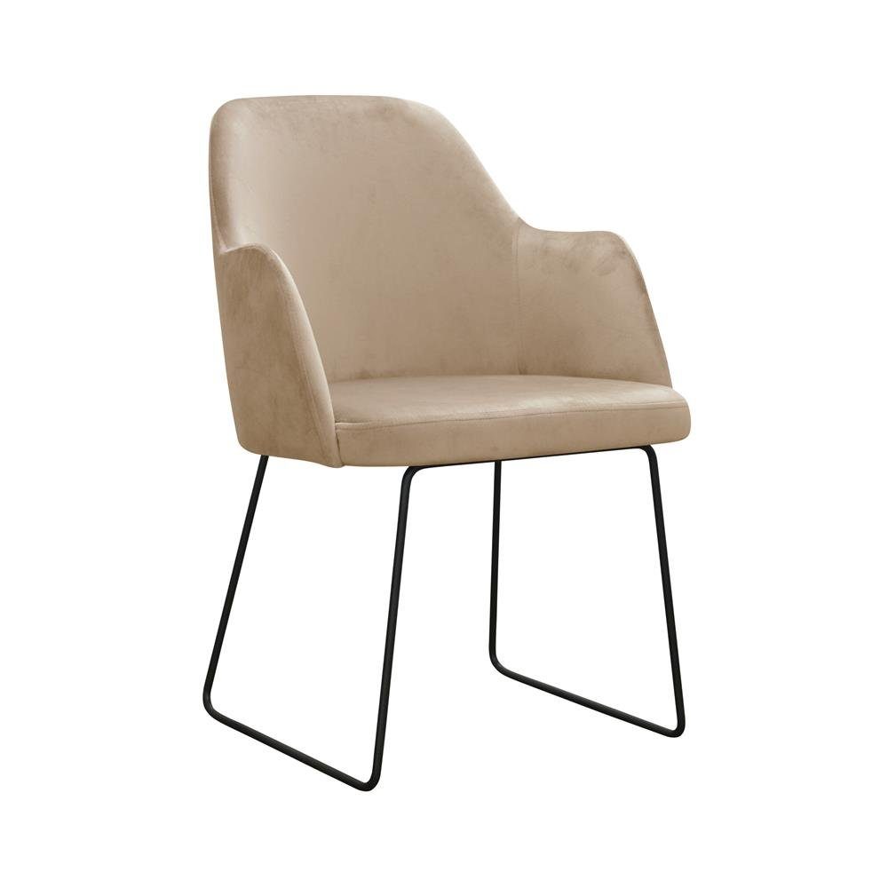 JVmoebel Stuhl, Design Stuhl Sitz Praxis Ess Zimmer Stühle Textil Stoff Polster Warte Kanzlei Beige