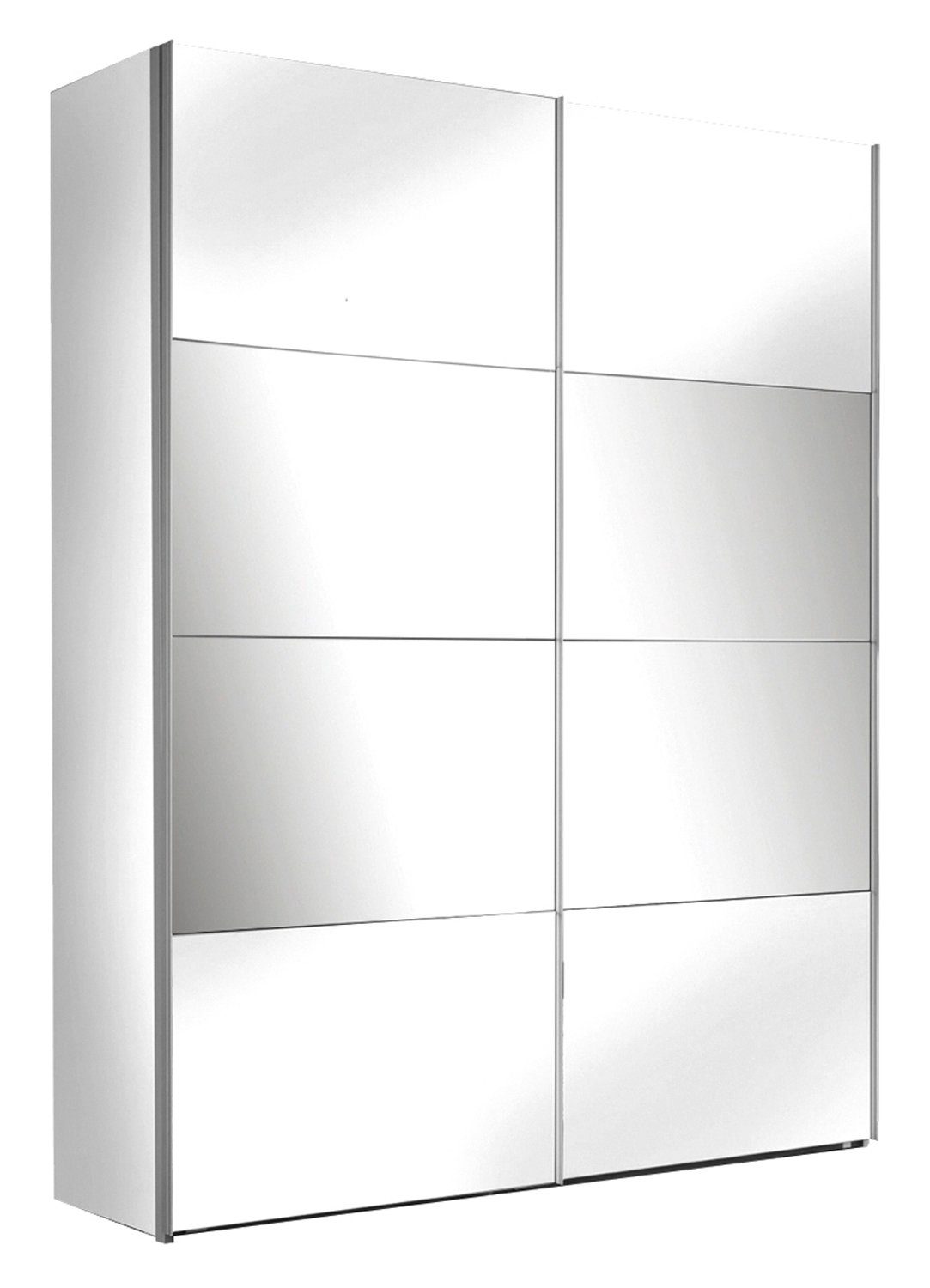 cm Türen, 210 x QUADRA, (1 Schwebetürenschrank Weiß 136 rauch Schrank) H 2 cm, Spiegel Alpinweiß, Hochglanz, B mit