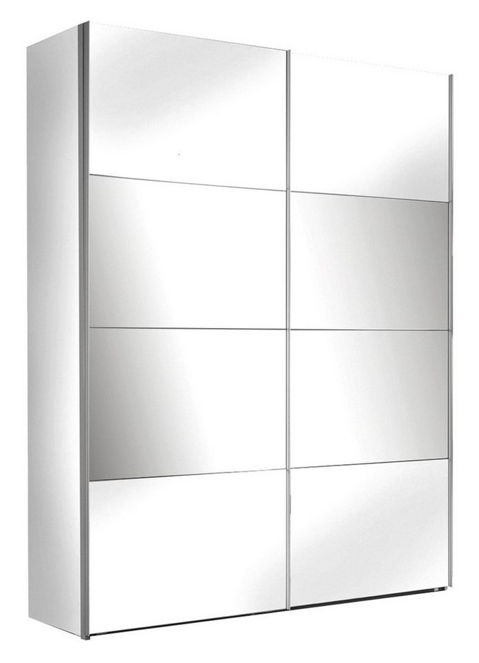 rauch Schwebetürenschrank QUADRA, (1 Schrank) B 136 cm x H 210 cm, Alpinweiß,  Weiß Hochglanz, 2 Türen, mit Spiegel