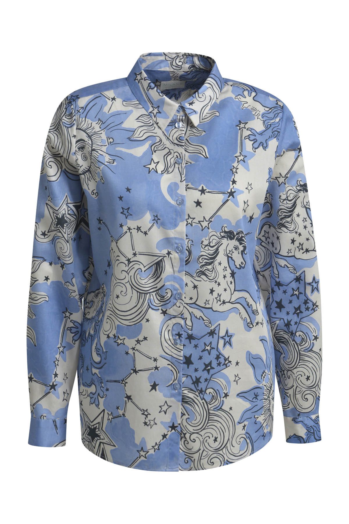 Milano Italy Blusentop Bluse mit Cornflower-Print