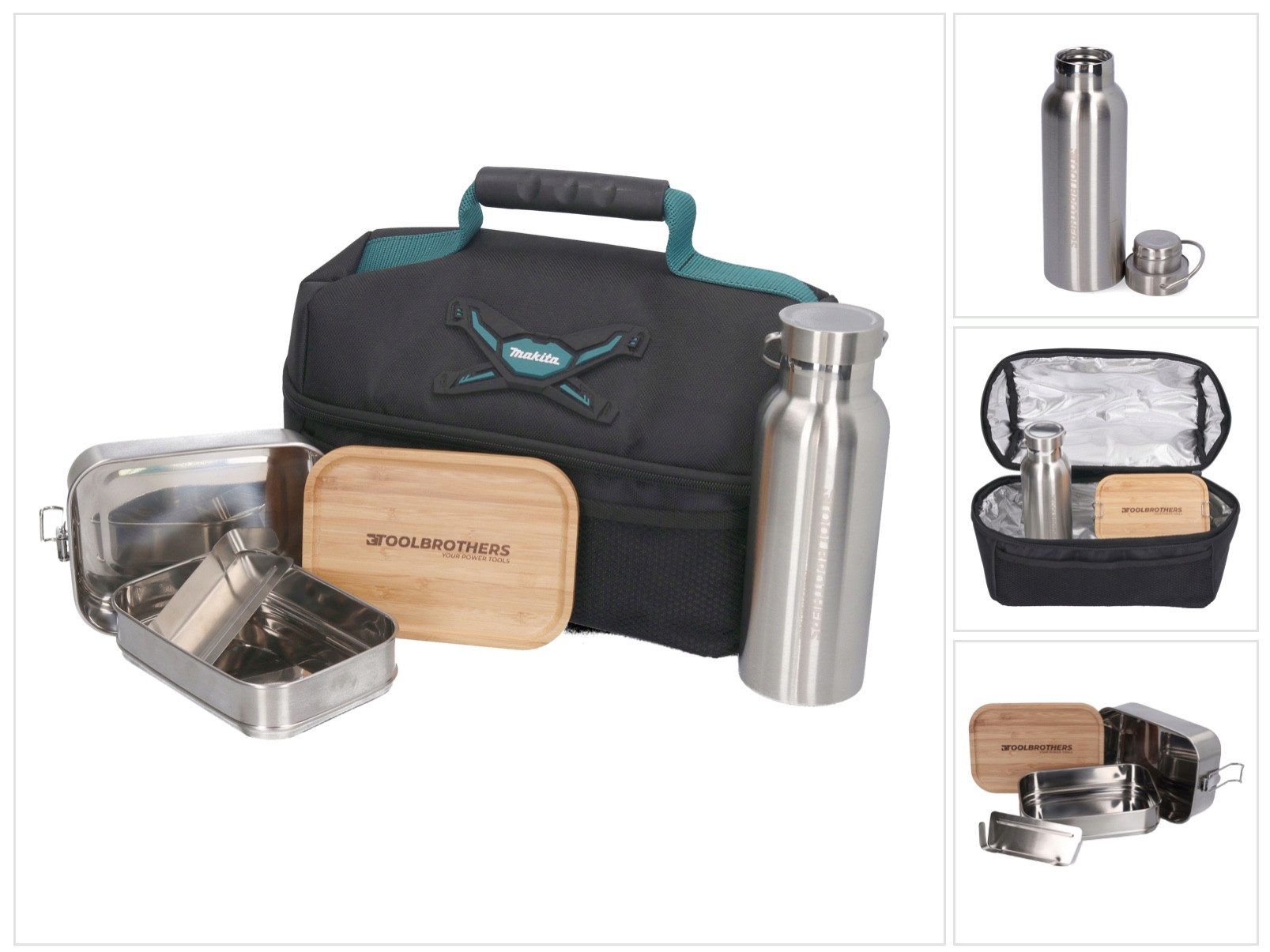 Makita Werkzeugkoffer Lunchpaket mit Makita Isoliertasche + Toolbrothers Fan Edelstahl Brot