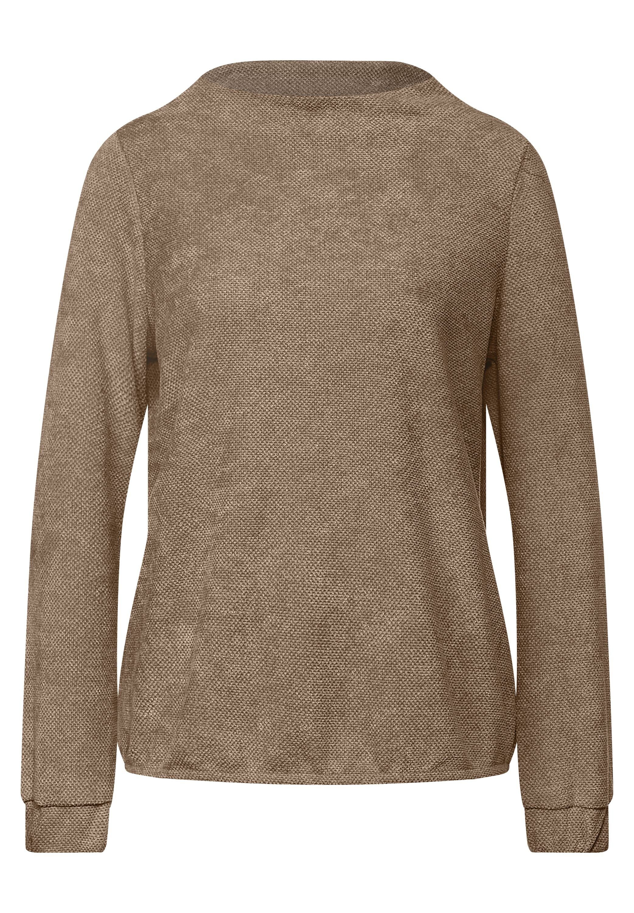 Stehkragenshirt in sand ONE Unifarbe STREET buff