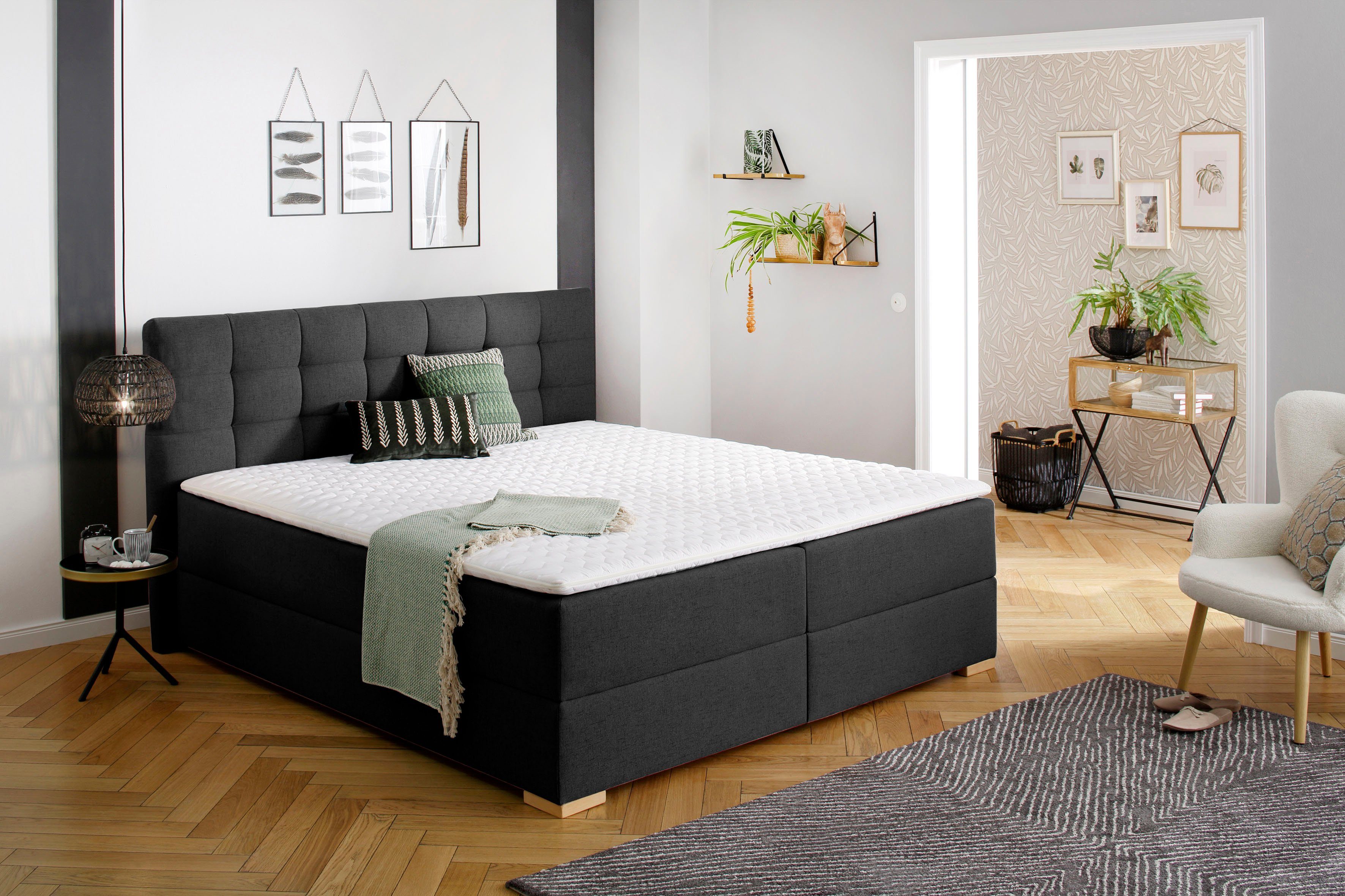 Home affaire Boxbett Olivet mit Bettkasten, in 4 Farben, 4 Breiten, 2 Matratzenarten, auch in Überlänge 220 cm