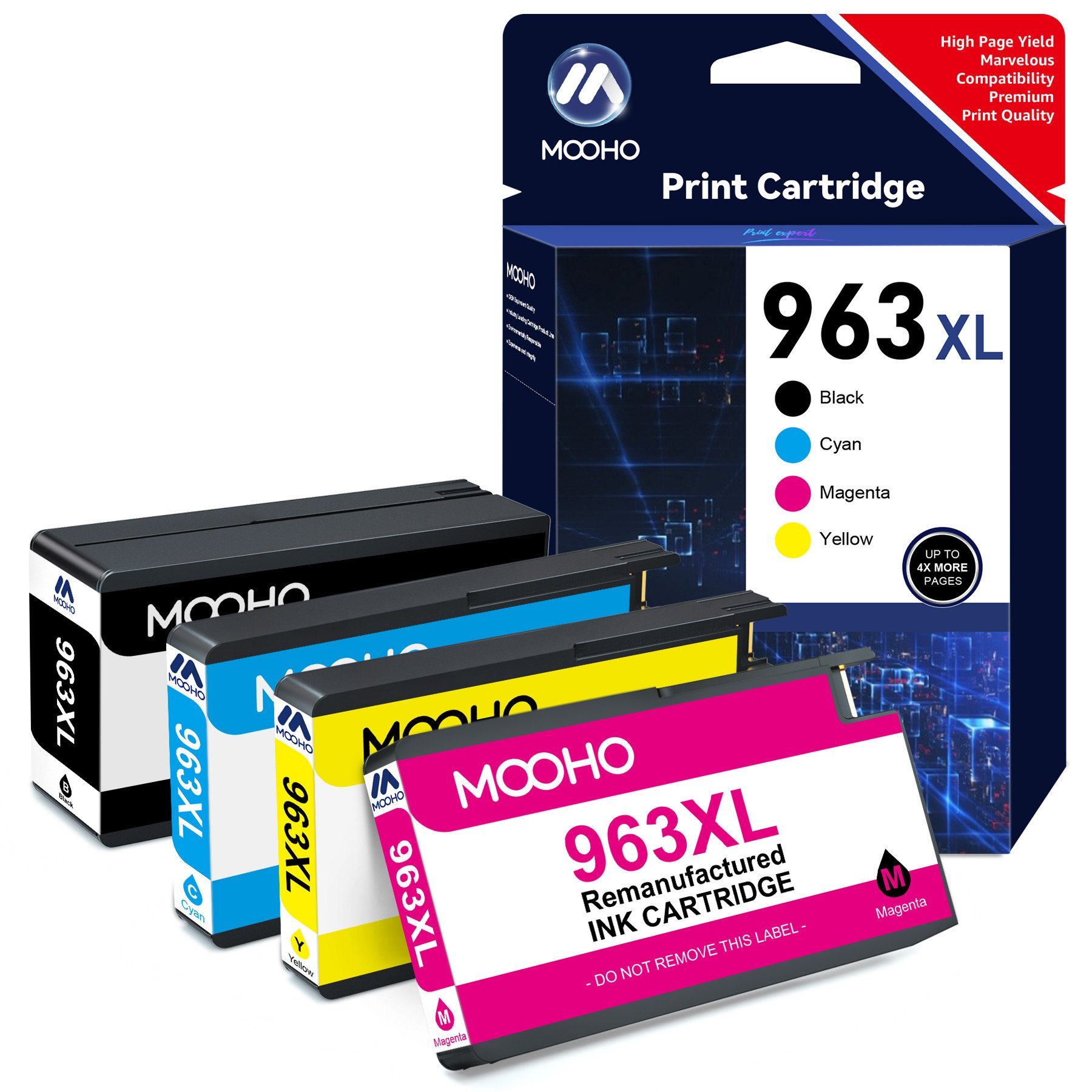 MOOHO 963 XL für HP 963 Multipack 963XL Tintenpatrone (Kompatible für HP OfficeJet Pro 9010 9012 9014 9015 9016, 9018 9019 9020 9022 9025 Serie Drucker)