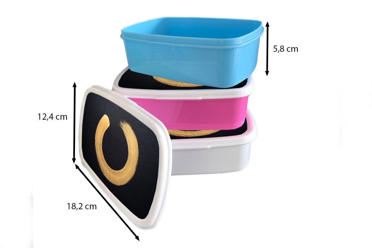 Kunststoff, (2-tlg), Kunststoff MuchoWow rosa Sumi-Kreis Lunchbox aus Brotdose Brotbox Pinselstrichen, für Snackbox, Erwachsene, Mädchen, Kinder,