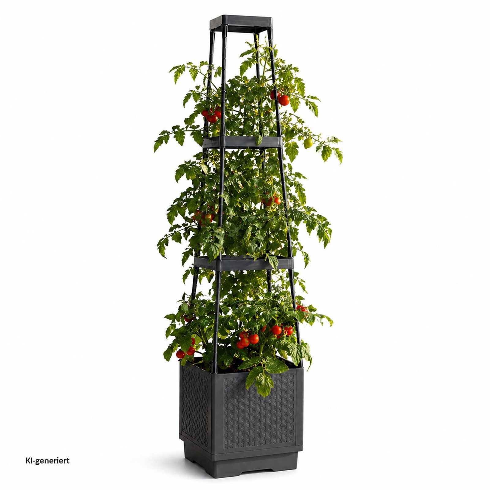 HTI-Living Pflanzkübel Pflanzturm Nessa Grau mit Rankhilfe (Stück, 1 St., 1 Pflanzkübel mit Rankgitter), für Kletter- und Tomatenpflanzen