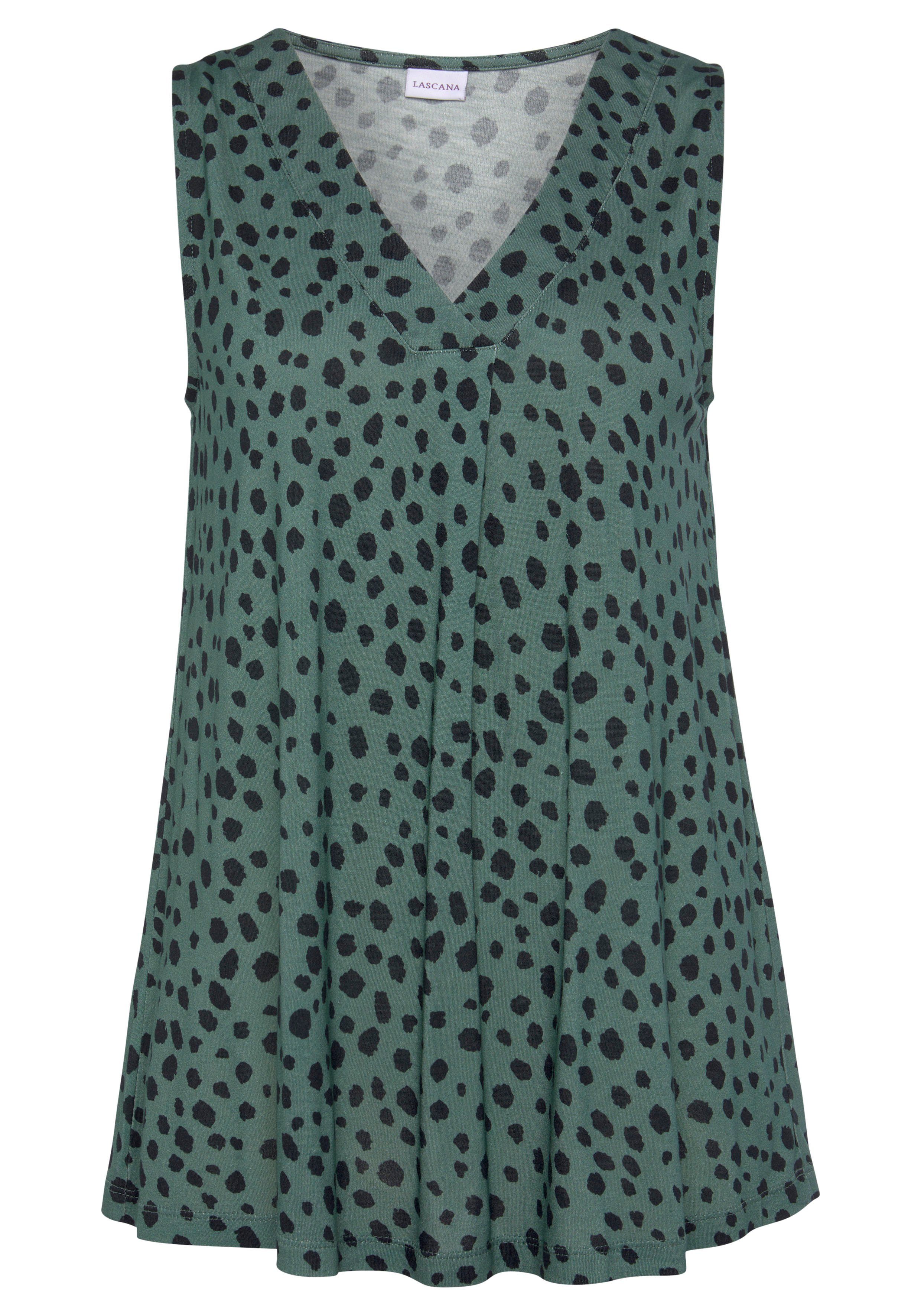 LASCANA Tanktop figurumspielend mit Alloverprint leichtes Sommertop, ärmellos, luftig – Bild 2 von 5