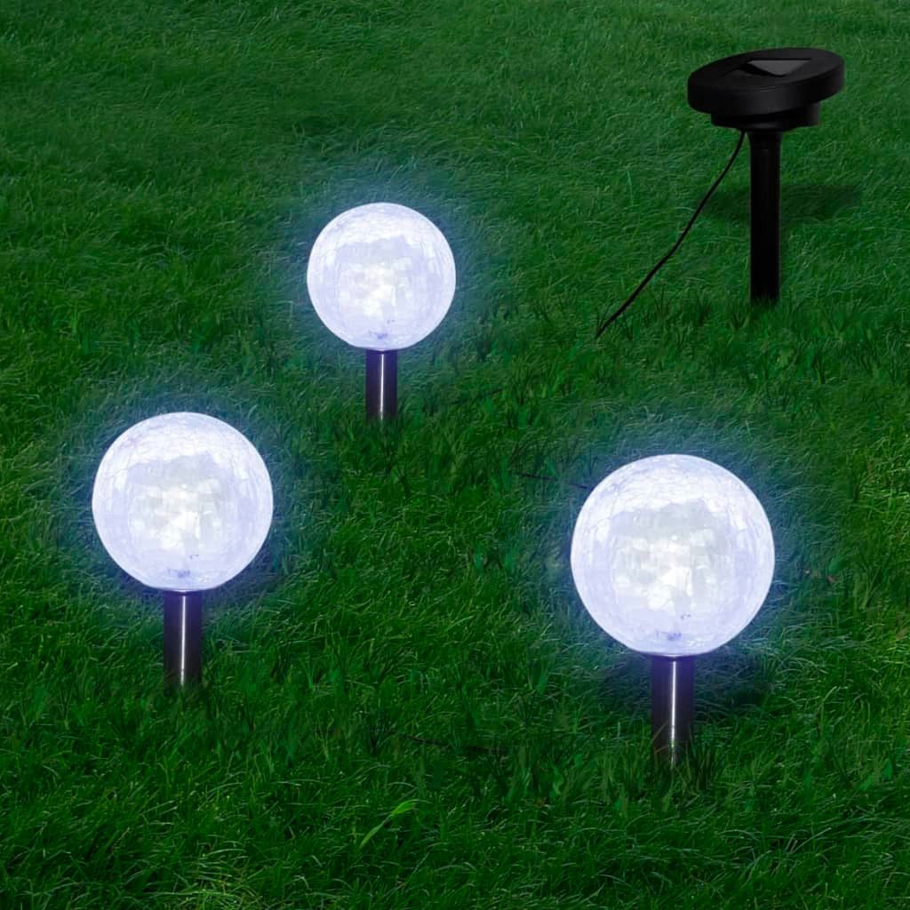 vidaXL LED Solarleuchte Solarkugel 3 LED Gartenleuchten mit Erdspießen & Solarmodul