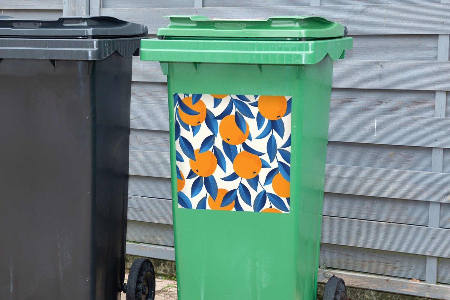 MuchoWow Wandsticker Orange (1 Blau Abfalbehälter Mülltonne, - Mülleimer-aufkleber, Sticker, St), Design Container, 
