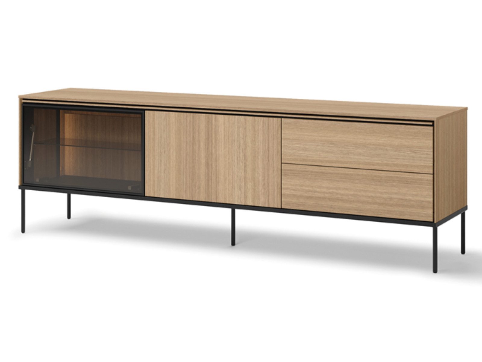 yourhouse24 Lowboard VISSO VI-08 mit Beleuchtung Eiche linear