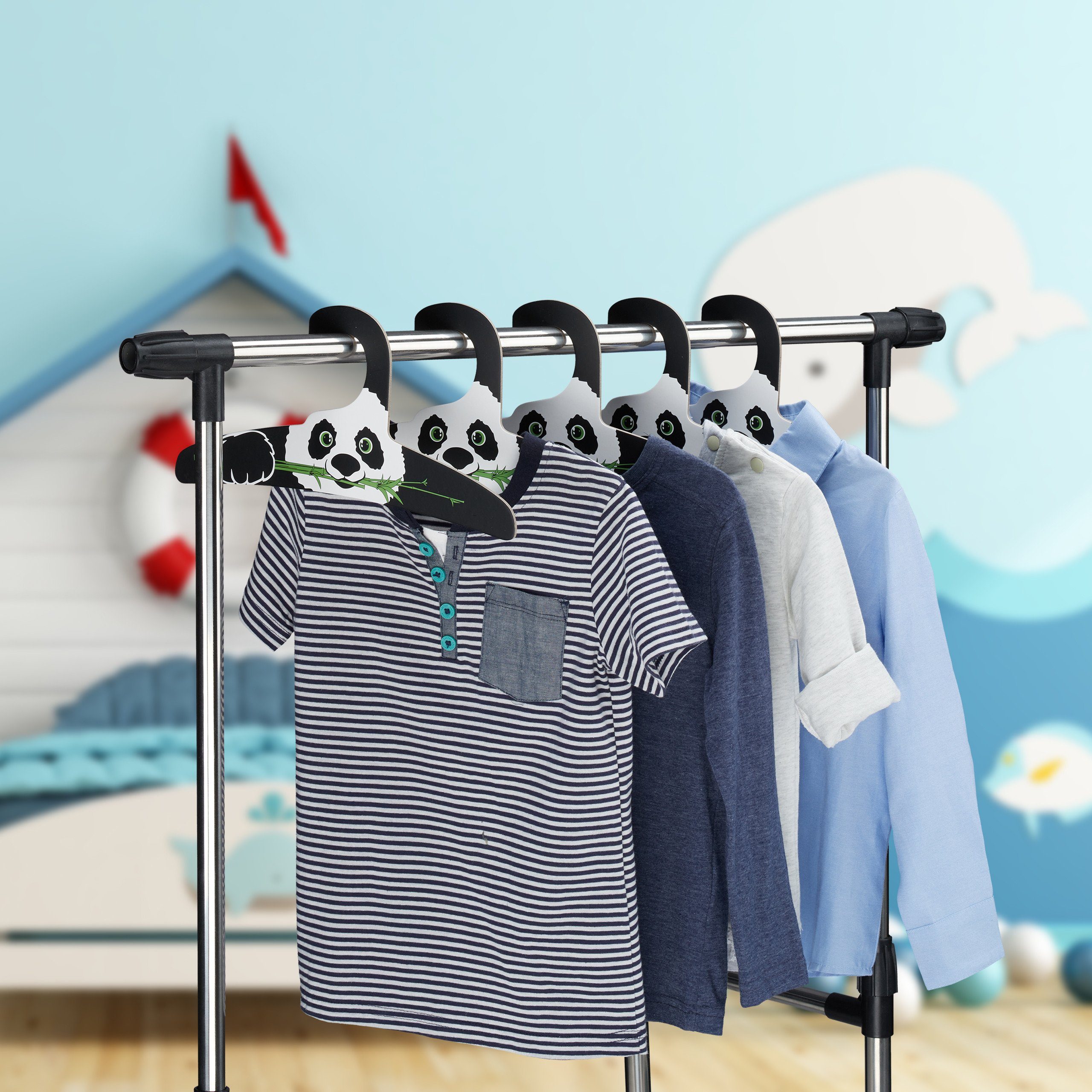 relaxdays Kleiderbügel 20er Set Kinderkleiderbügel Panda günstig online kaufen