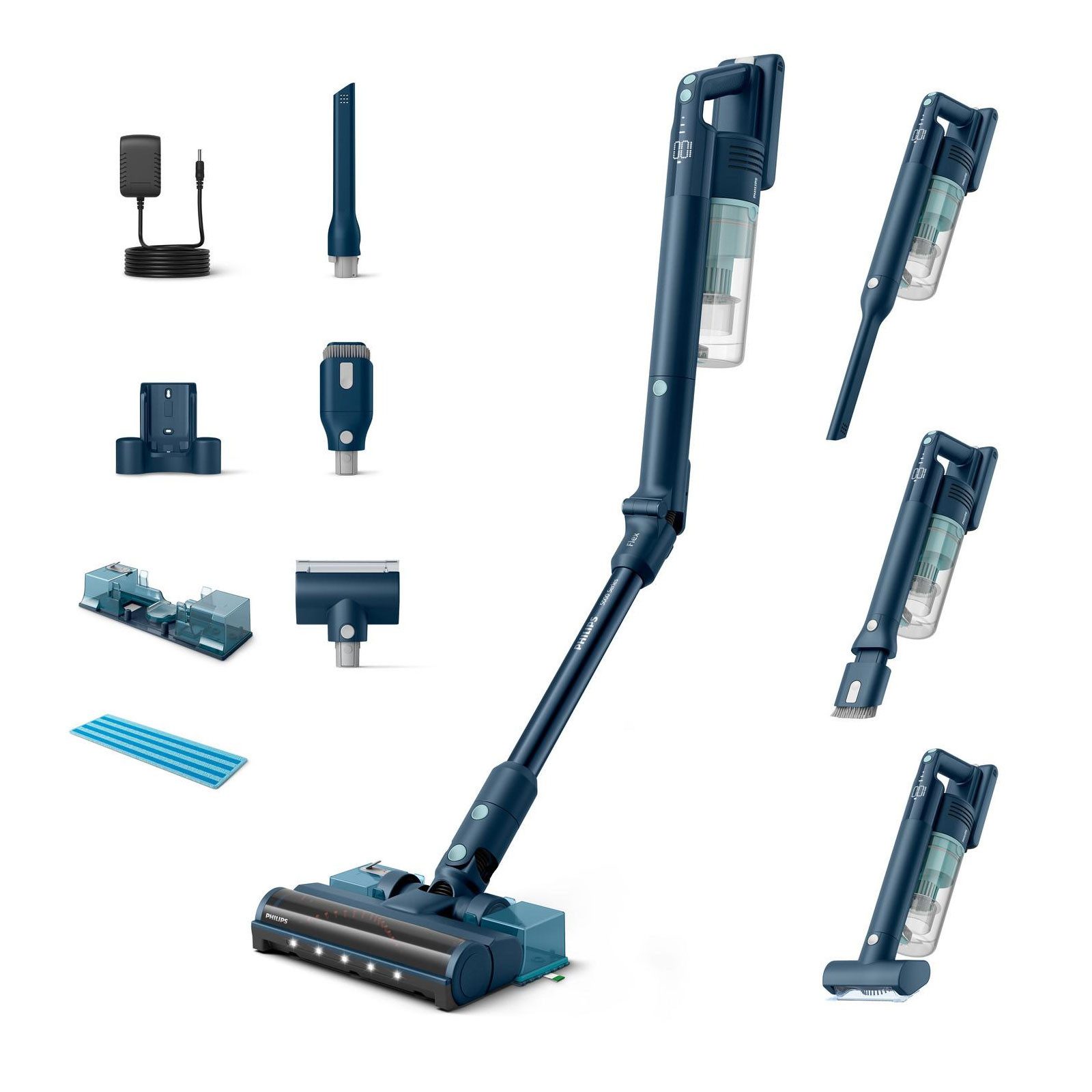 Philips Akku-Hand-und Stielstaubsauger XC5244/10, 60 Min Laufzeit, LED-Düse, Aquamodul, Tierhaardüse