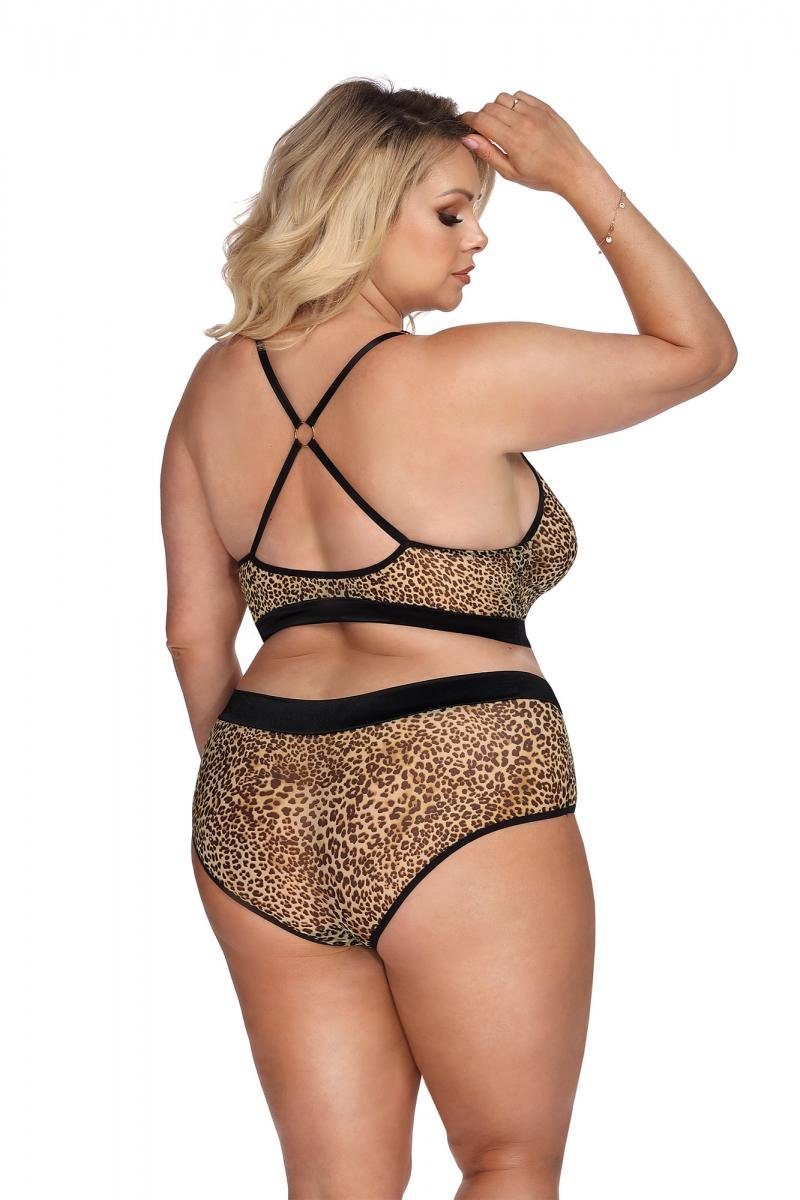 Anais Apparel Size Plus Set: Bügelloser BH 2tlg. Set in leopard/schwarz - XL/2XL