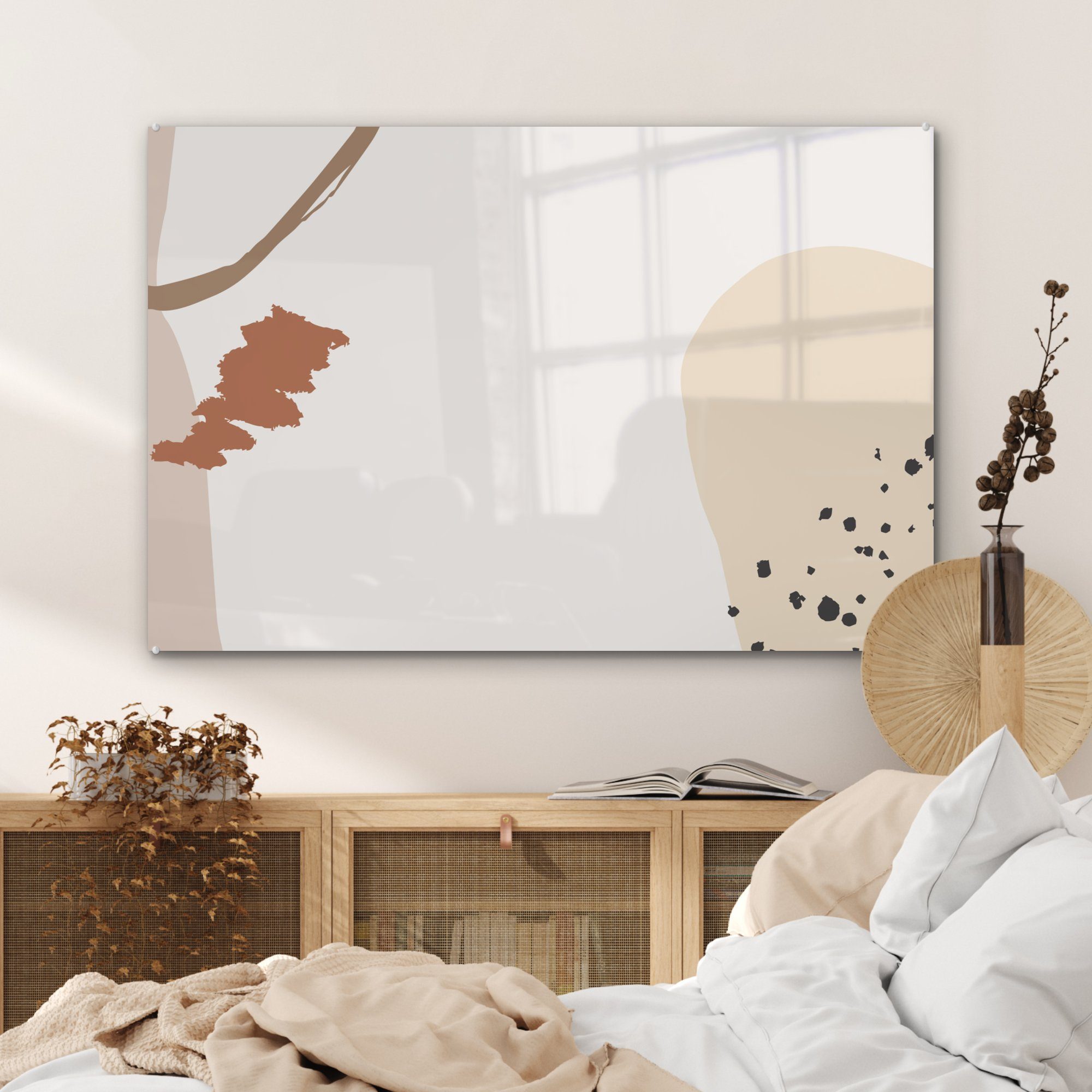(1 Acrylglasbild Abstrakt MuchoWow St), Acrylglasbilder - Sommer Schwarz, - Schlafzimmer Weiß Wohnzimmer & -