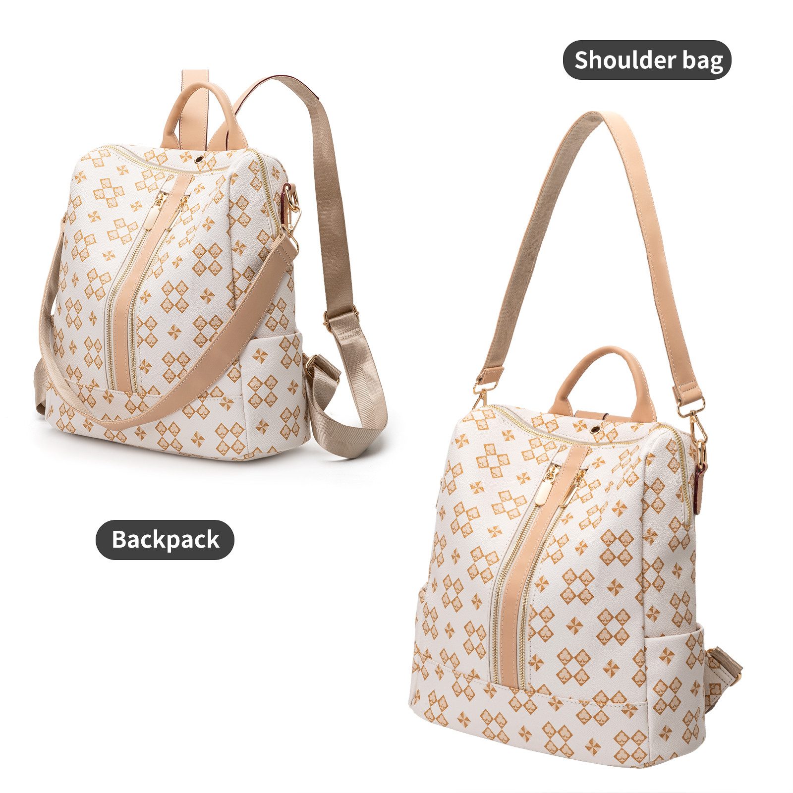 Toomoke Rucksack Damen Rucksack, Kleine 2 in 1 Rucksackhandtasche (Wasserdichte Leder Schultaschen, Geldbörse Umhängetasche Handtasche Rucksack), Geschenk,Anti-Diebstahl Tagesrucksack Schultertaschen