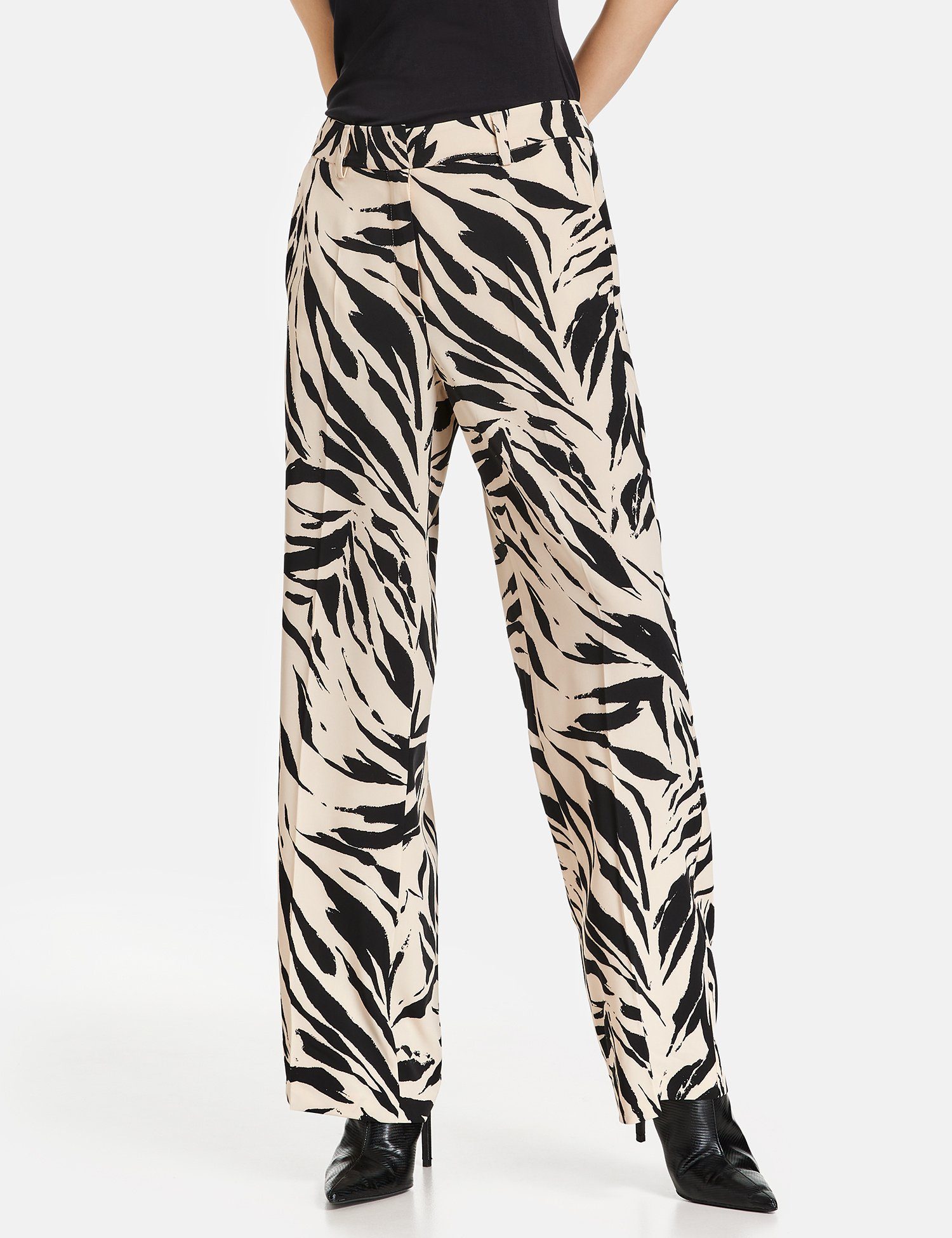 Taifun Stoffhose Weite Hose mit Print Wide Leg