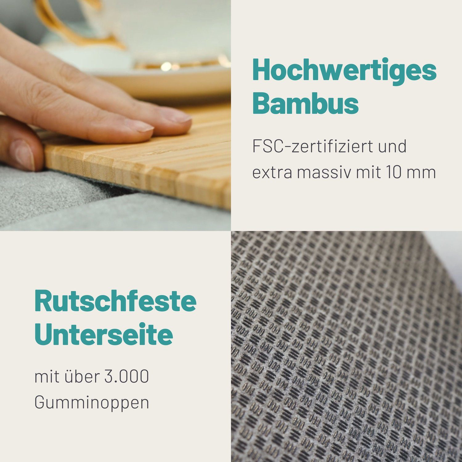 für Bambus Armlehne, cm, Couch D&D Ablage - 47x34 Living Tablett Sofatablett flexibel