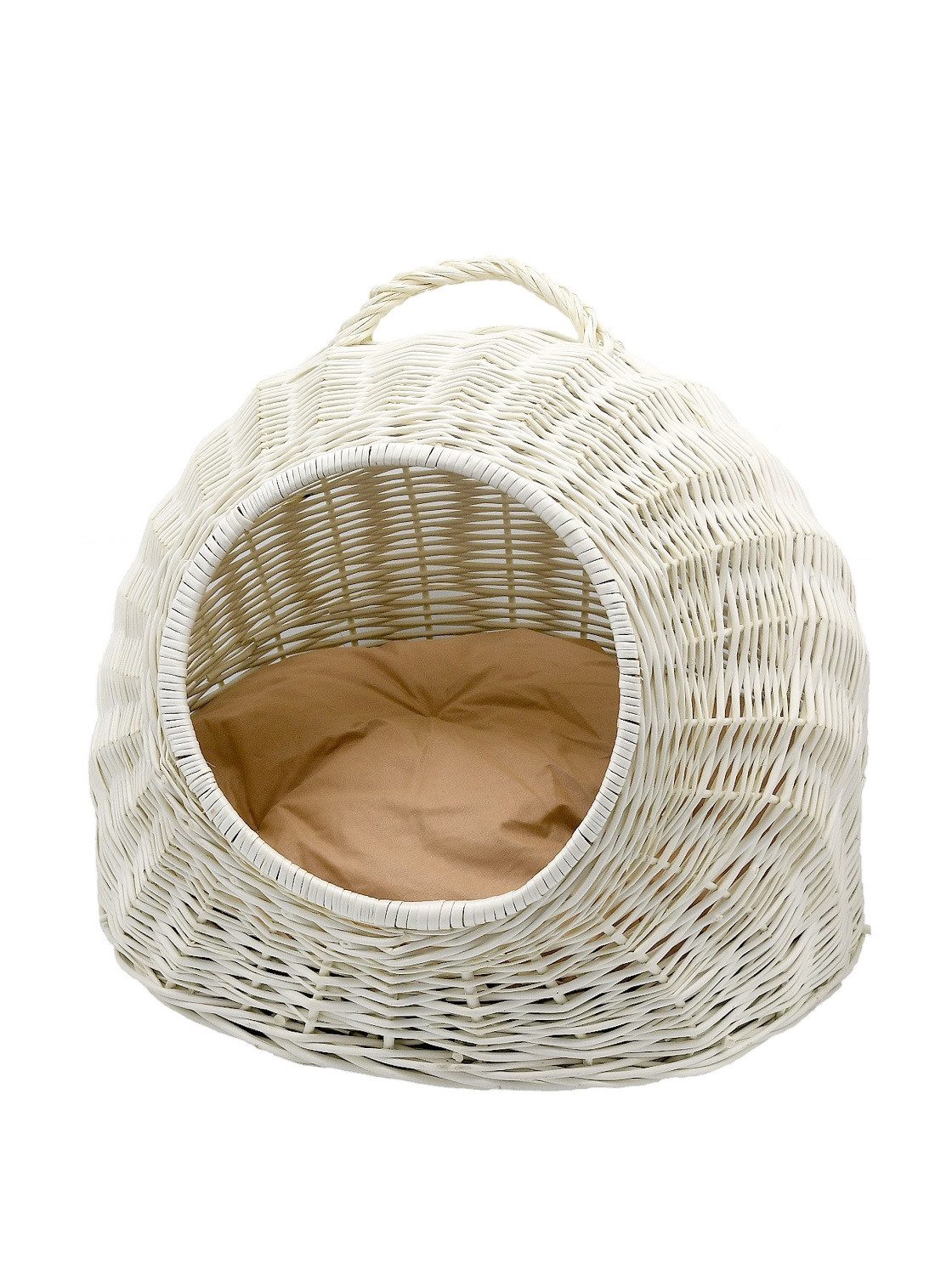 MyBer® Tierhaus Tierhöhle Katzenhaus Hundehaus Katzenhöhle, Weide weiß geflochten 50/40/40cm K5-081-W-SB