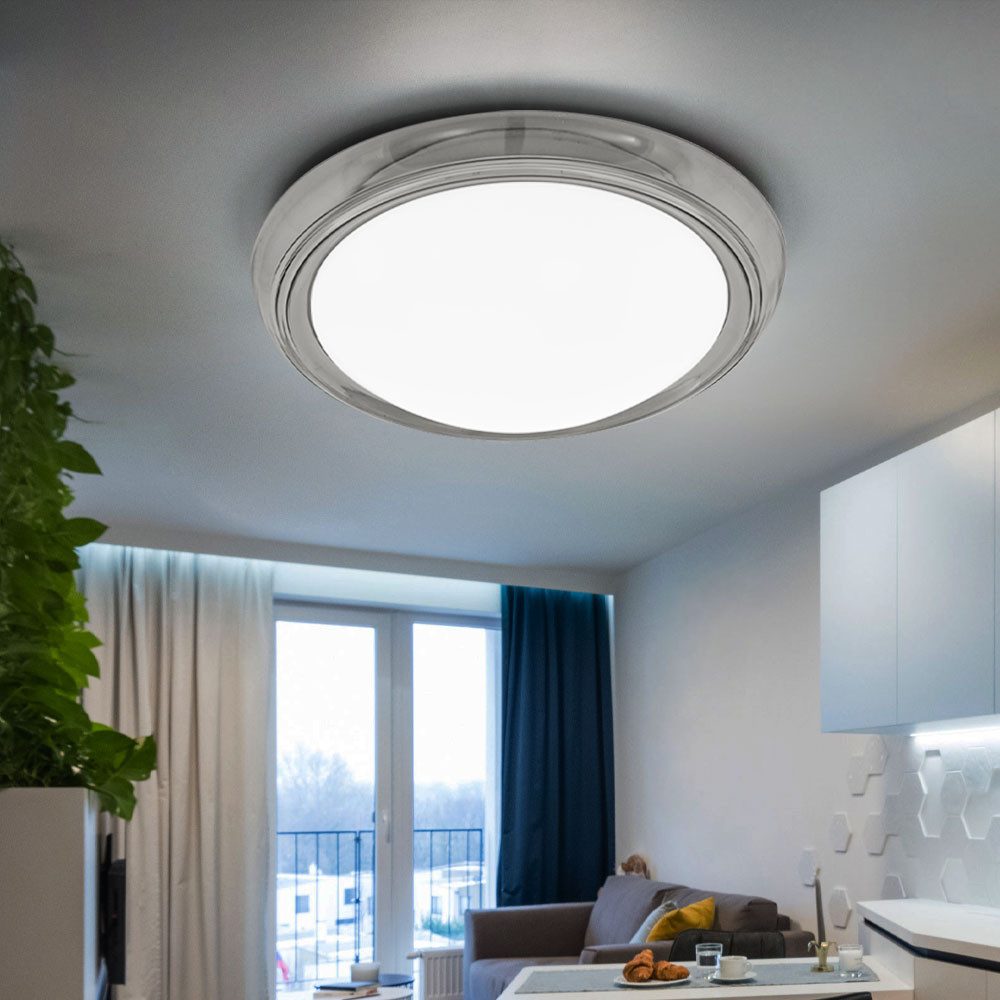 LED Deckenleuchte Silber – Warmweiß, Alurahmen,  Produktbild-Vorschau 3