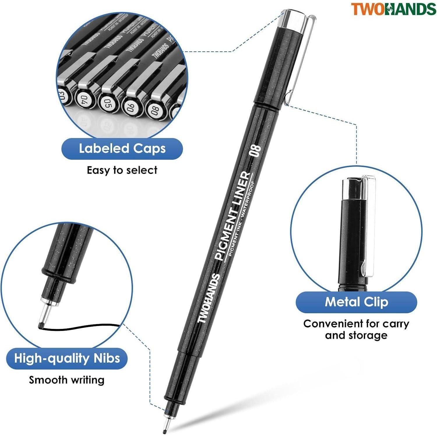 LuxusKollektion Fineliner Fineliner schwarz Pigmentliner wasserfest Kalligraphie 16