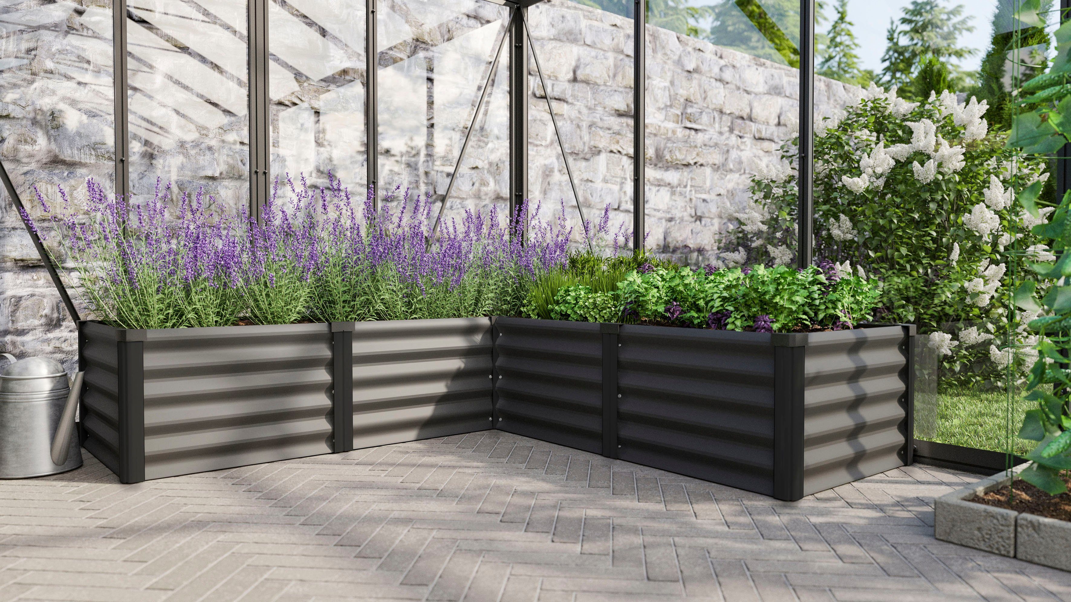 Vitavia Hochbeet Meta In&Out 401 M, BxTxH: 185x185x40 cm, granit/schwarz