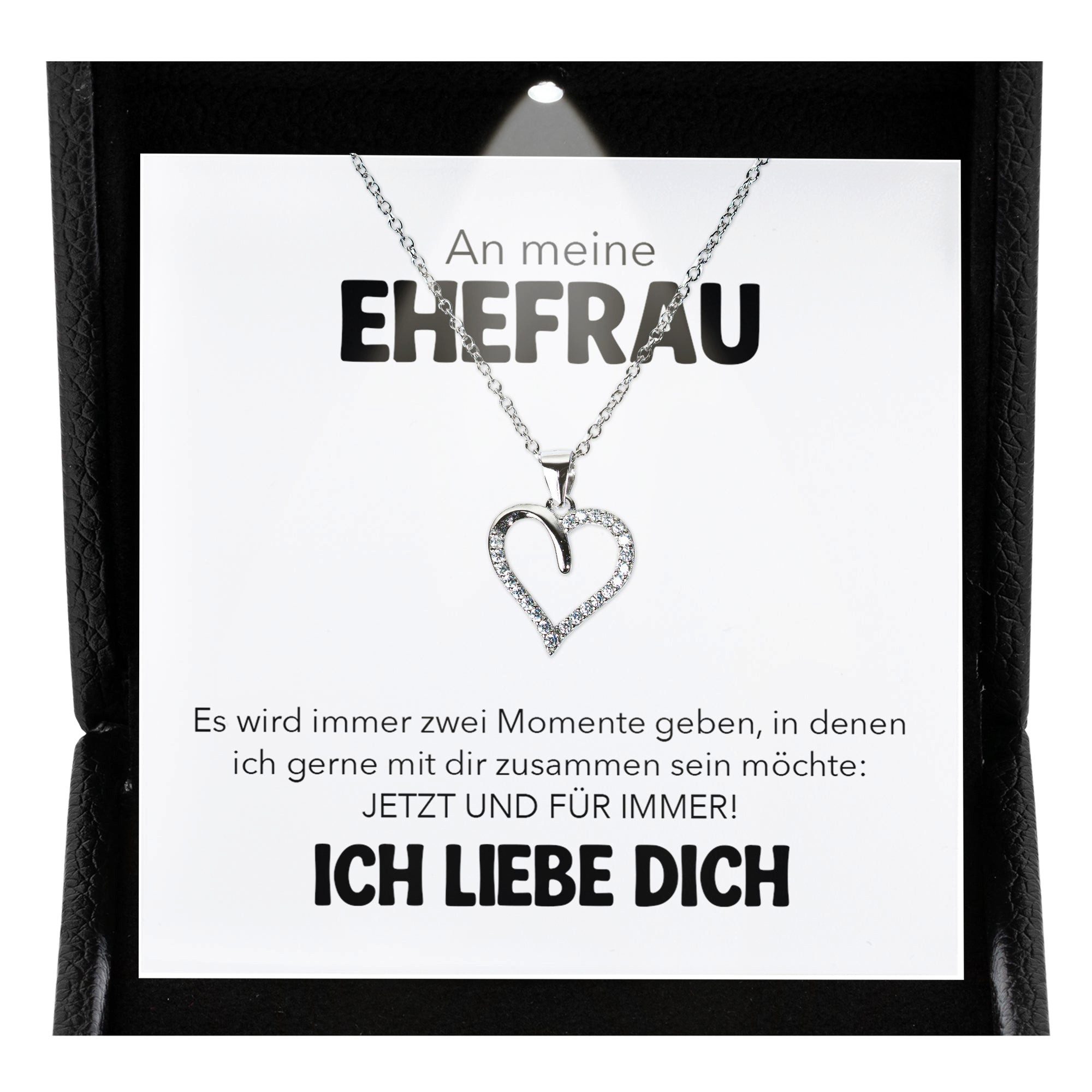22Feels Schmuckset Hochzeitstag Geschenk Ehefrau Ich Liebe Dich Kette Herz Frauen Damen (inkl. Geschenktasche, Karte, Poliertuch, Beutel), Premium Licht Etui, Silber 925/000, Karte Made In Germany