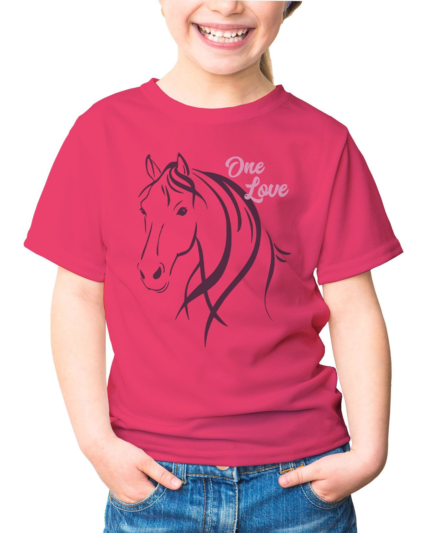 Print-Shirt Kinder T-Shirt Mädchen Pferde-Motiv Reiten Geschenk für