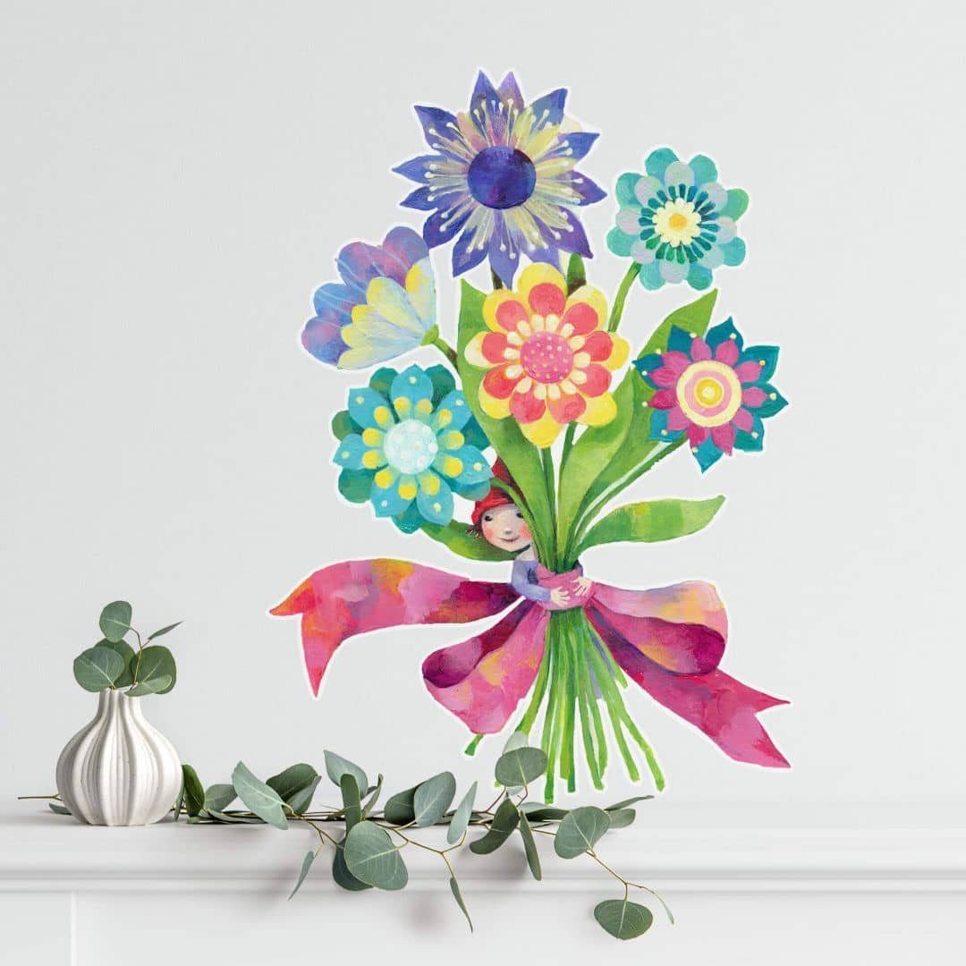 K&L Wall Art Wandtattoo Wandtattoo Blanz Märchen Kinderzimmer Deko Blumenstrauß Blumen, selbstklebende Wandsticker für Babyzimmer, hergestellt in Berlin